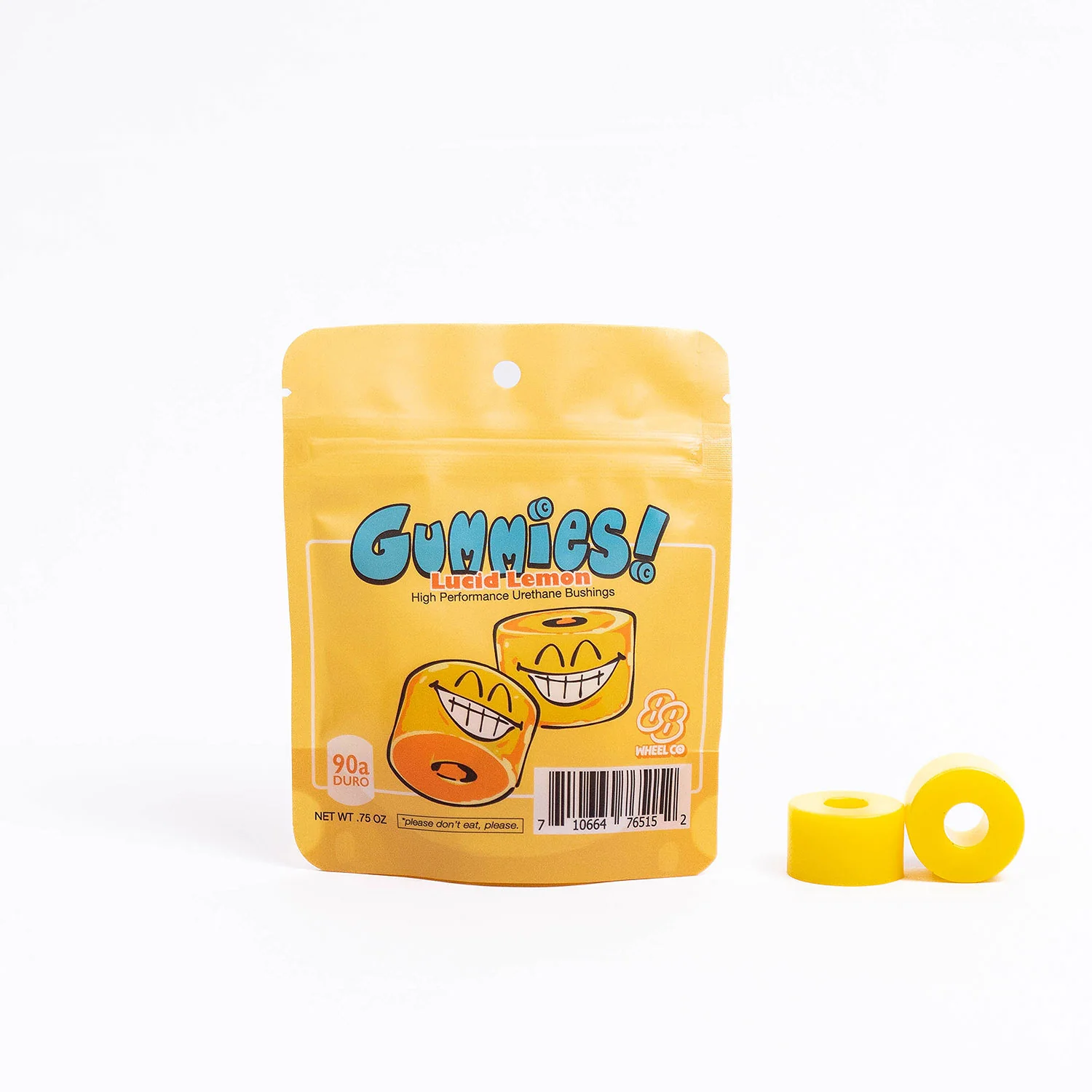 88 Wheel Co Longboard Bushings Gummies Double Barrel 90A Lucid Lemon (1 Truck)