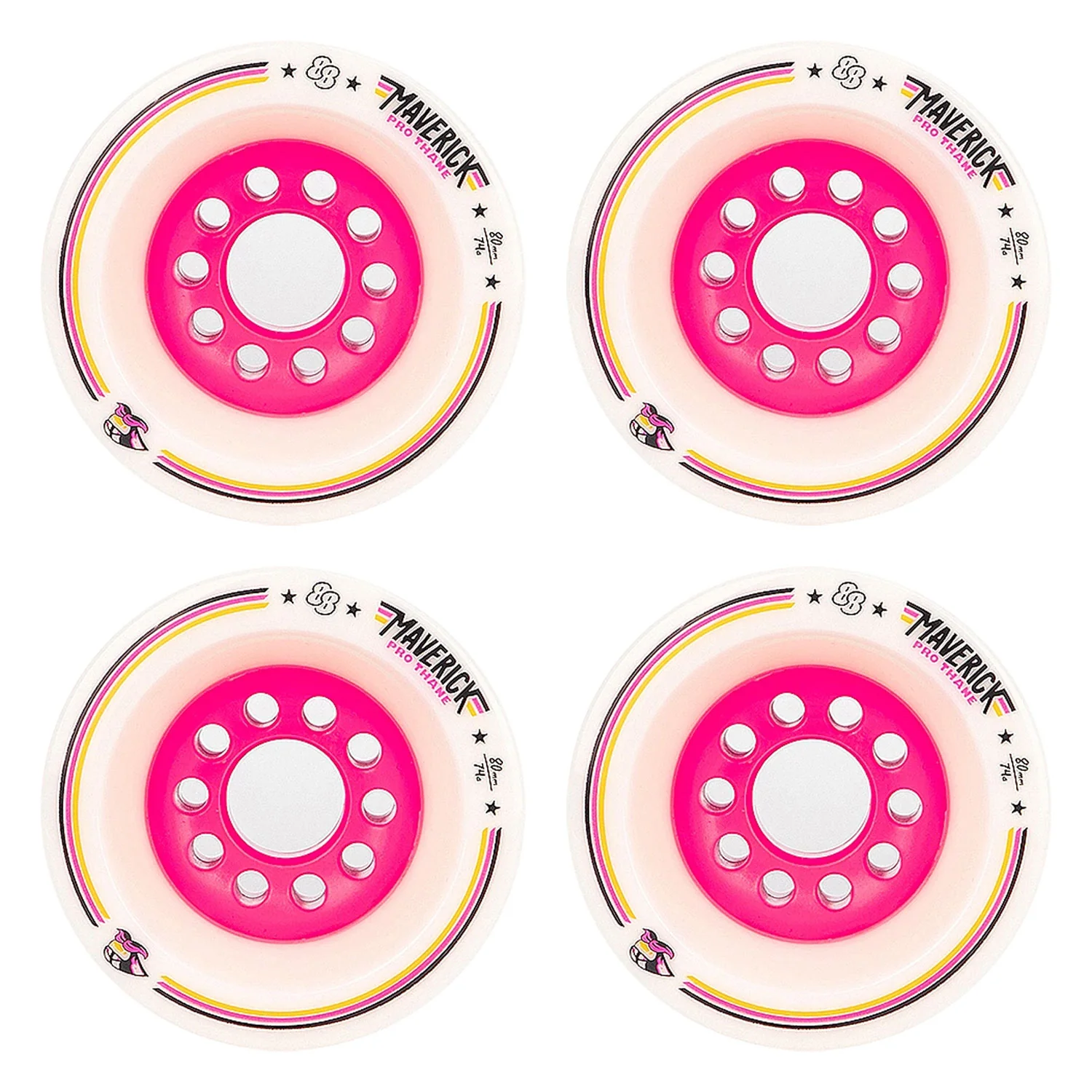88 Wheel Co Longboard Wheels Thompson Maverick White/Pink 80mm 74A