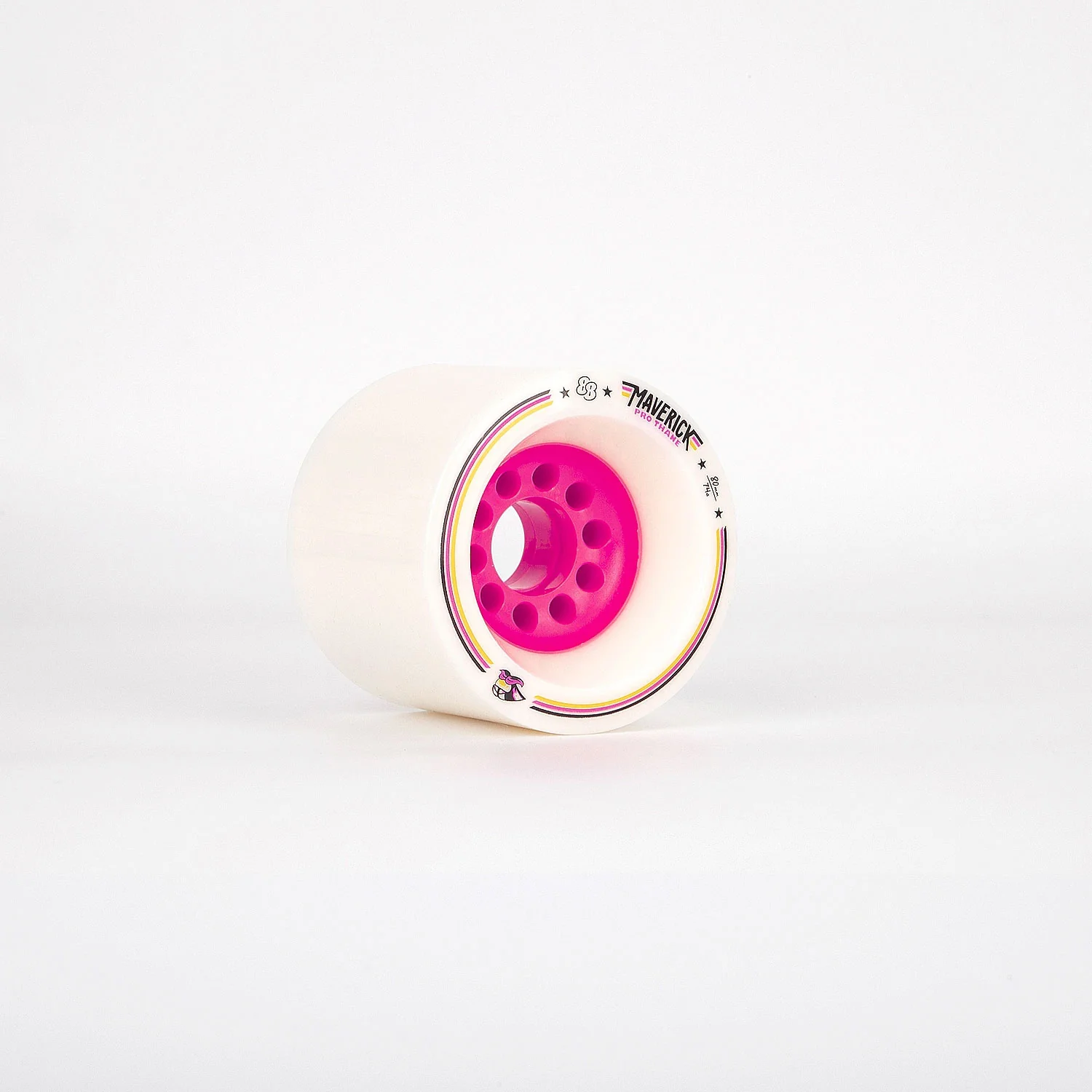 88 Wheel Co Longboard Wheels Thompson Maverick White/Pink 80mm 74A - Image 3