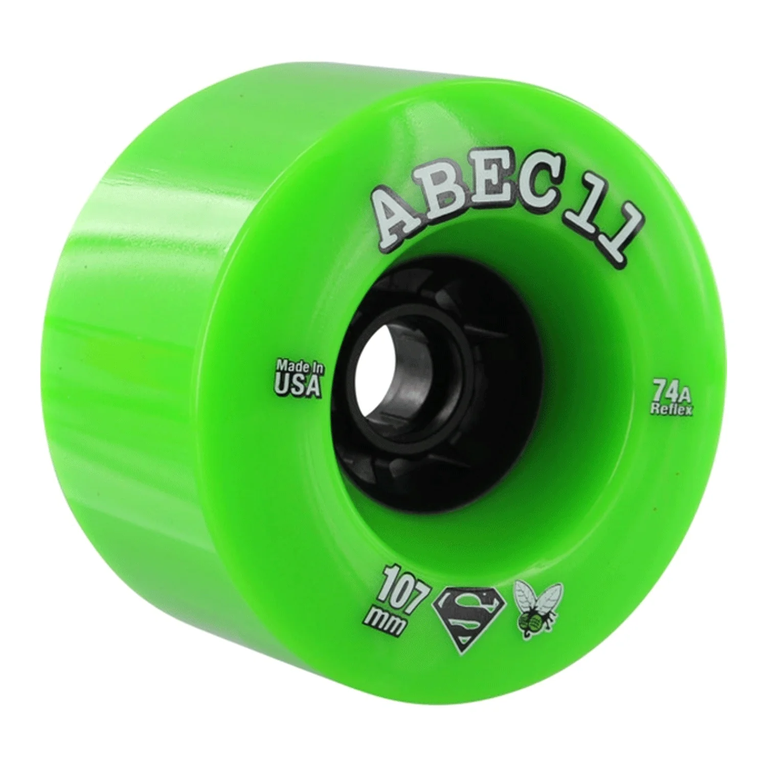 Abec 11 Longboard Wheels 107mm Superflys 74A Lime/Black - Image 2