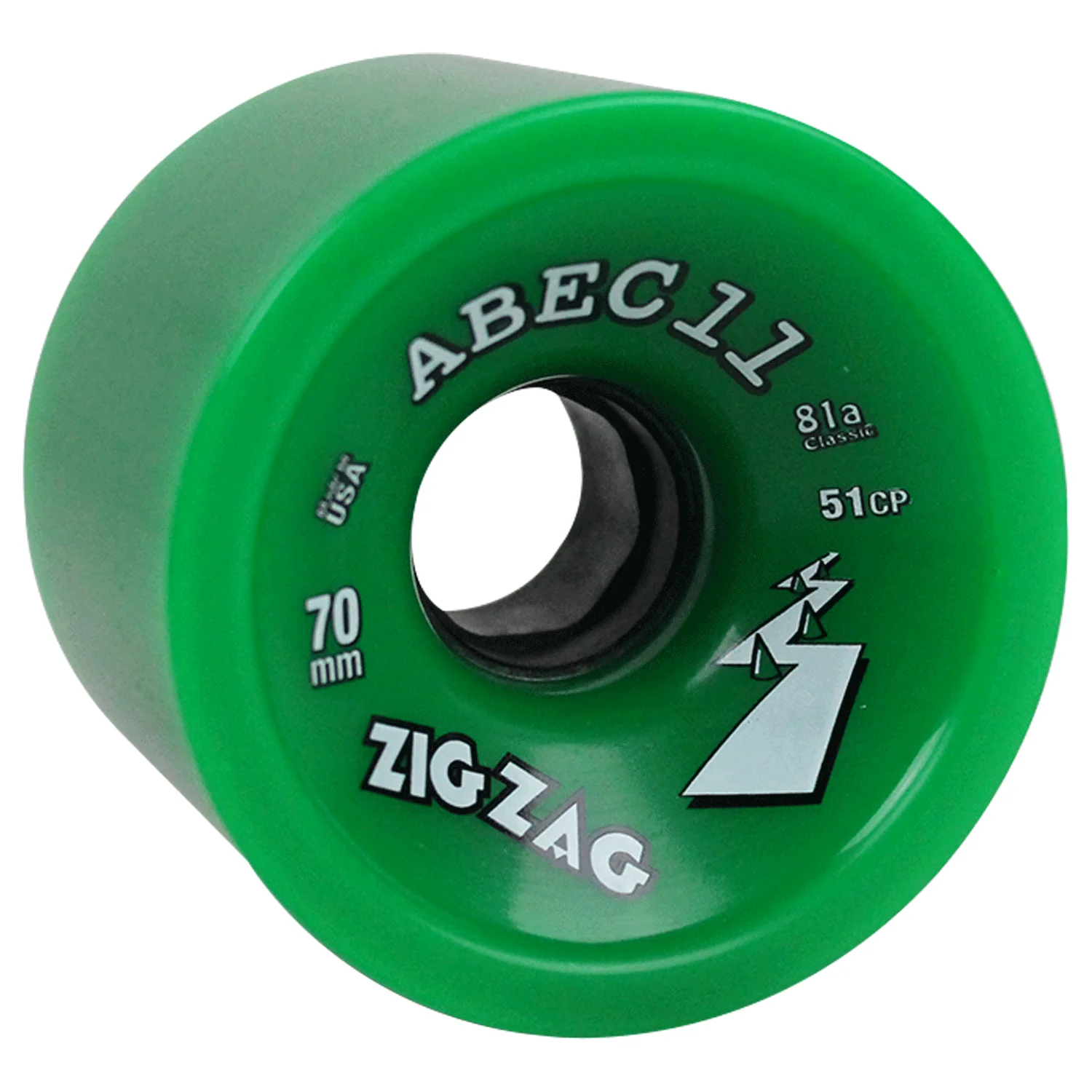 Abec 11 Longboard Wheels 70mm Classic ZigZags 81A Green - Image 2