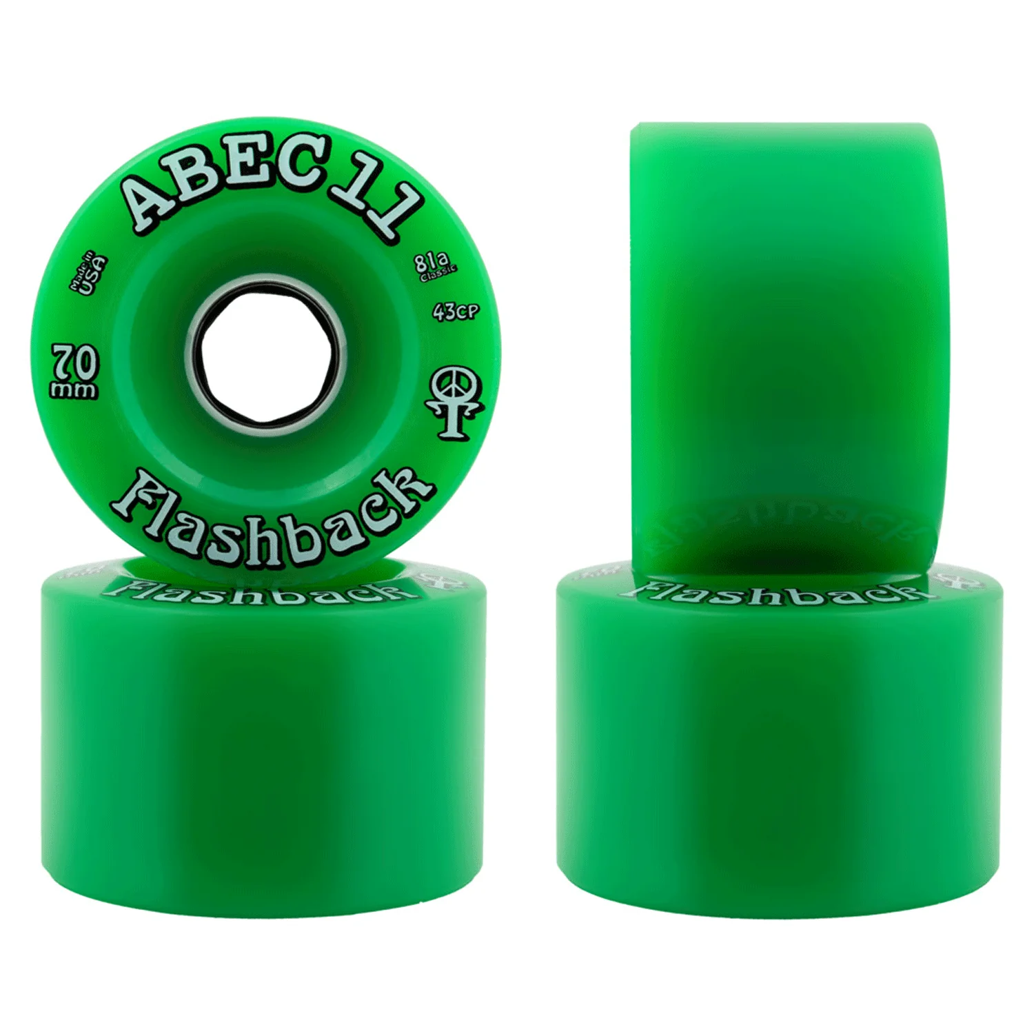 Abec 11 Longboard Wheels 70mm Flashbacks 81A Green