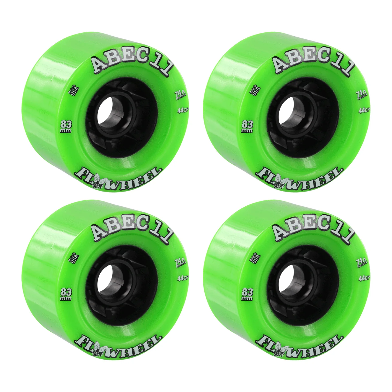 Abec 11 Longboard Wheels 83mm Refly 74A Lime/Black