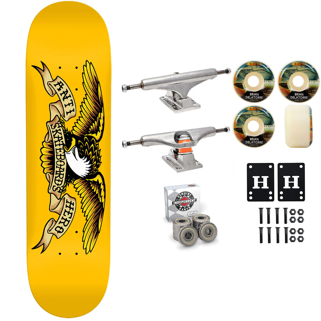 Anti Hero Skateboard Yellow DBX Basalt 8.25" Independent Satori Premium Kit