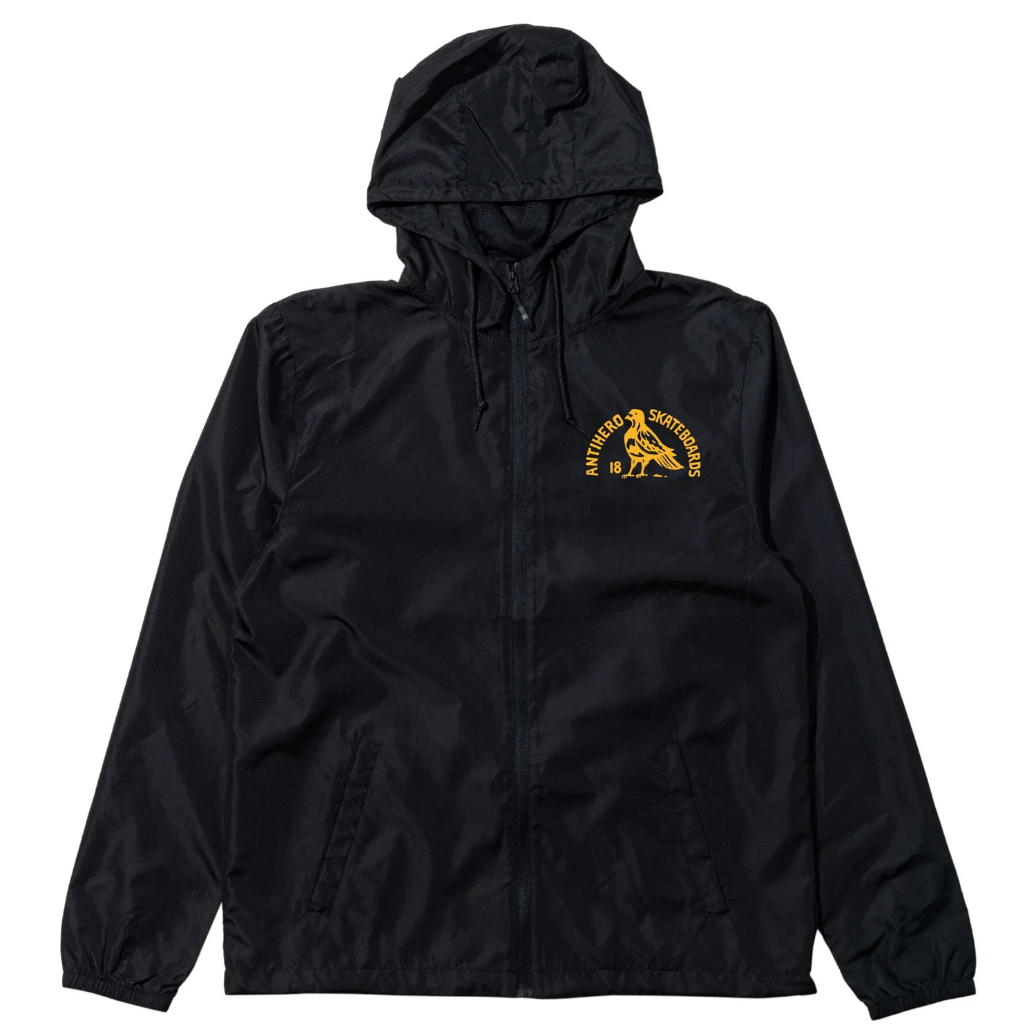 Anti Hero Skateboards Coat Rock Dove Hooded Zip Jacket Black/Yellow - Image 2
