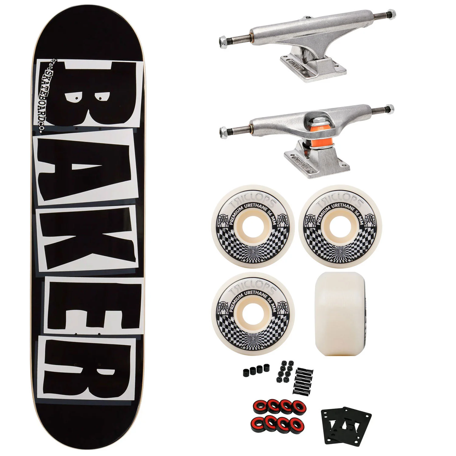 Baker Logo Skateboard Black/White 8.475" x 31.875" with Independent Trucks, Triclops Wheels