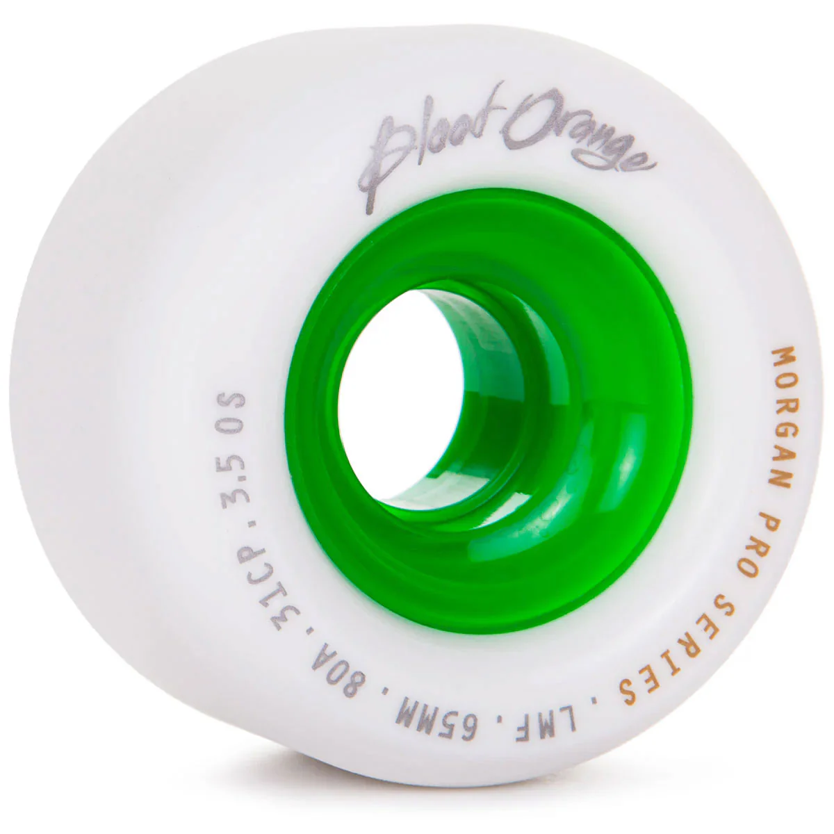 Blood Orange Longboard Wheels 65mm 80A Liam Morgan Pro Series White/Green - Image 2