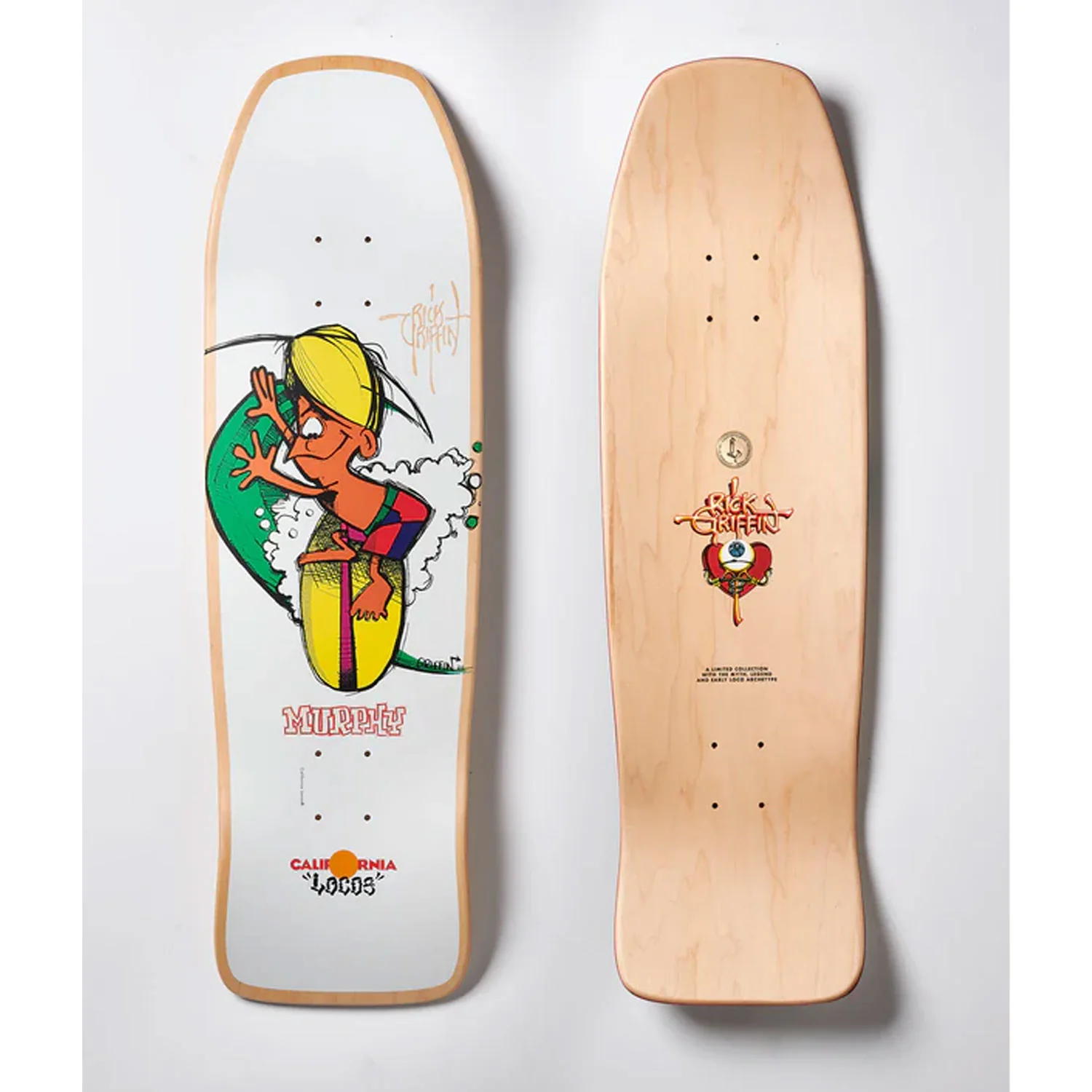 California Locos Skateboard Deck Rick Griffin Murphy 9.125" + Sk8ology Wall Mount