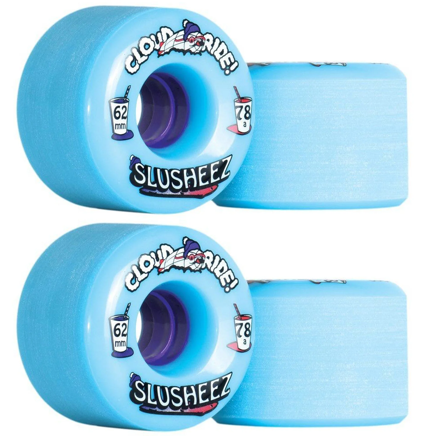 Cloud Ride Wheels Slusheez 62mm 78A Light BLue (Set of 4)