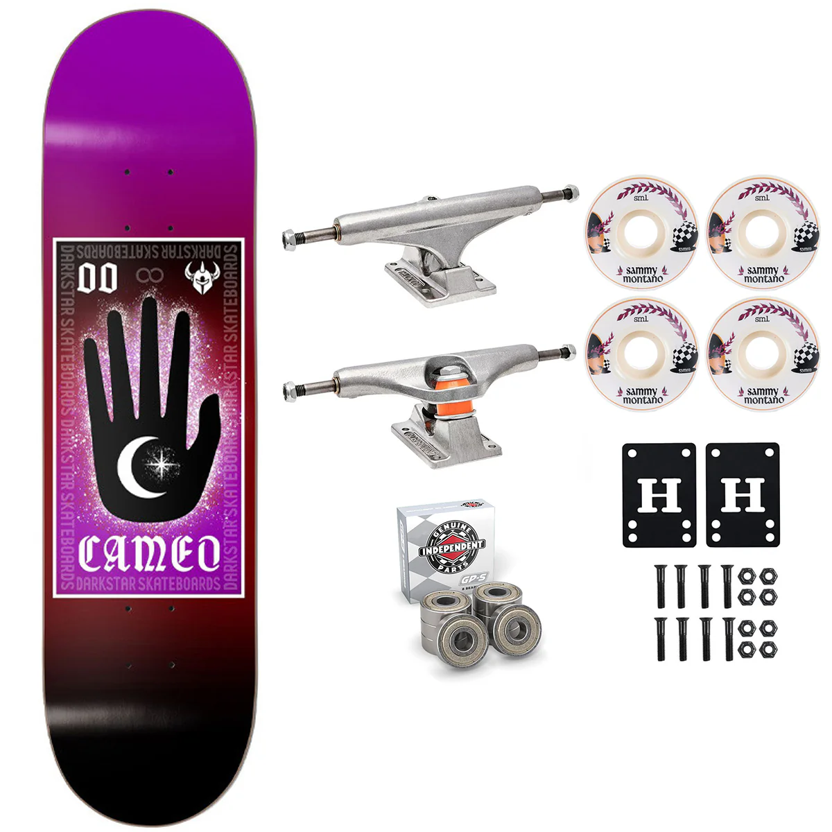 Darkstar Premium Complete Skateboard Cameo Symbols 8.25" Independent Sml Upgrade