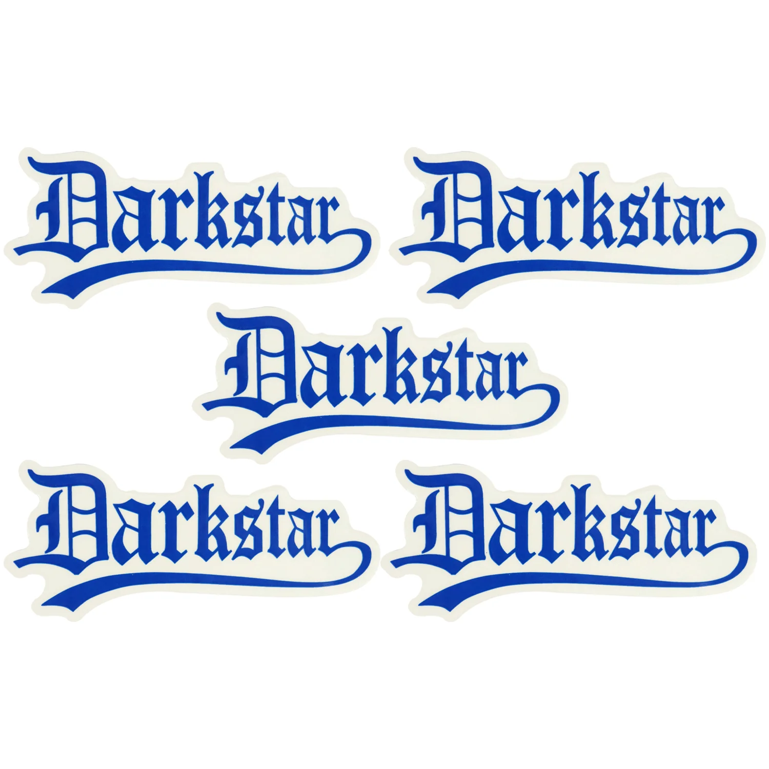 Darkstar Skateboard Sticker Old English Text Blue 2" x 5" 5-Pack