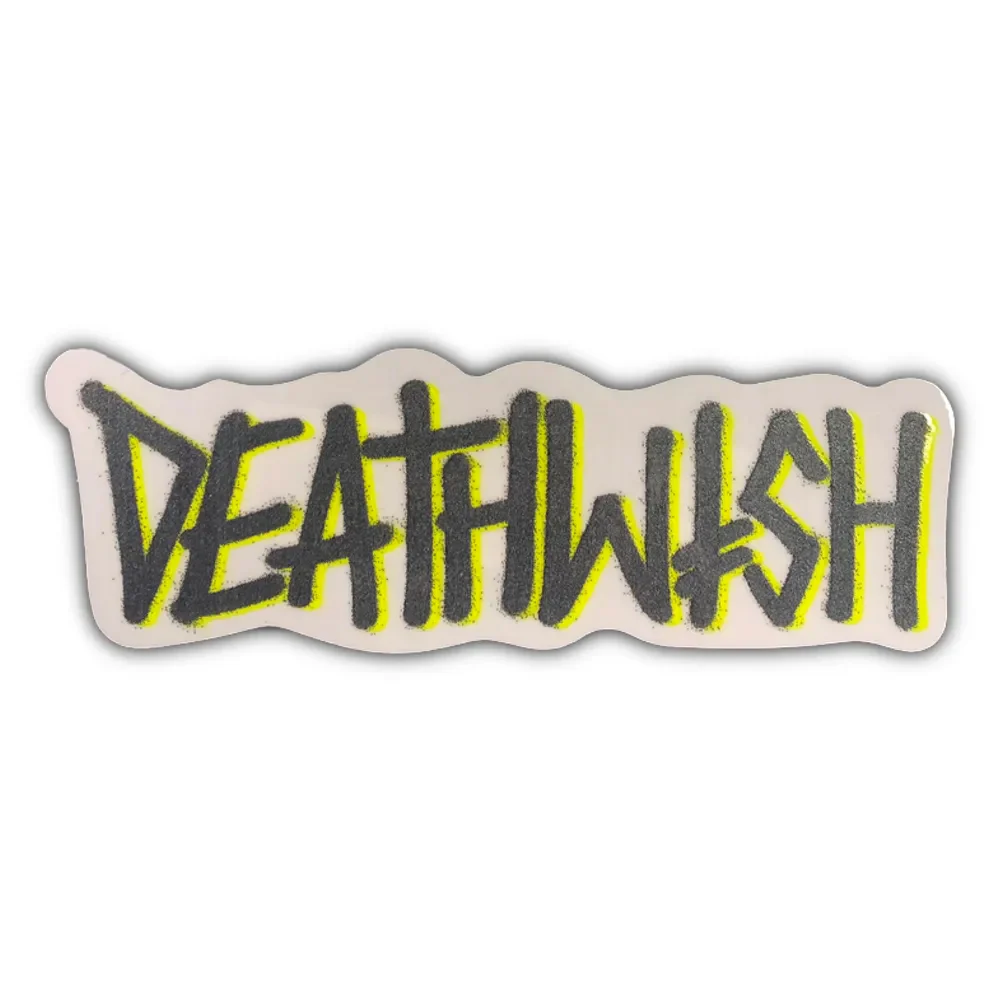 Deathwish Skateboards Sticker Deathspray Glitter Clear Mylar Grey/Yellow 6.5"