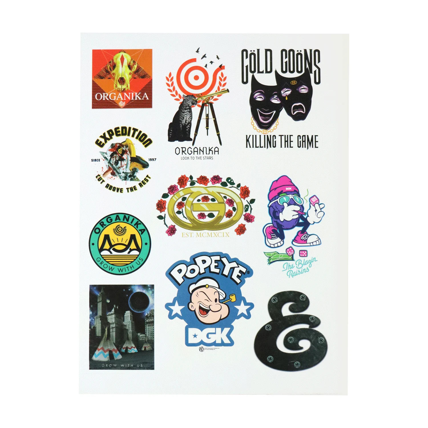 DGK Sticker Sheet 40 Stickers Total (DGK, Expedition One, Organika, Gold Wheels) - Image 3