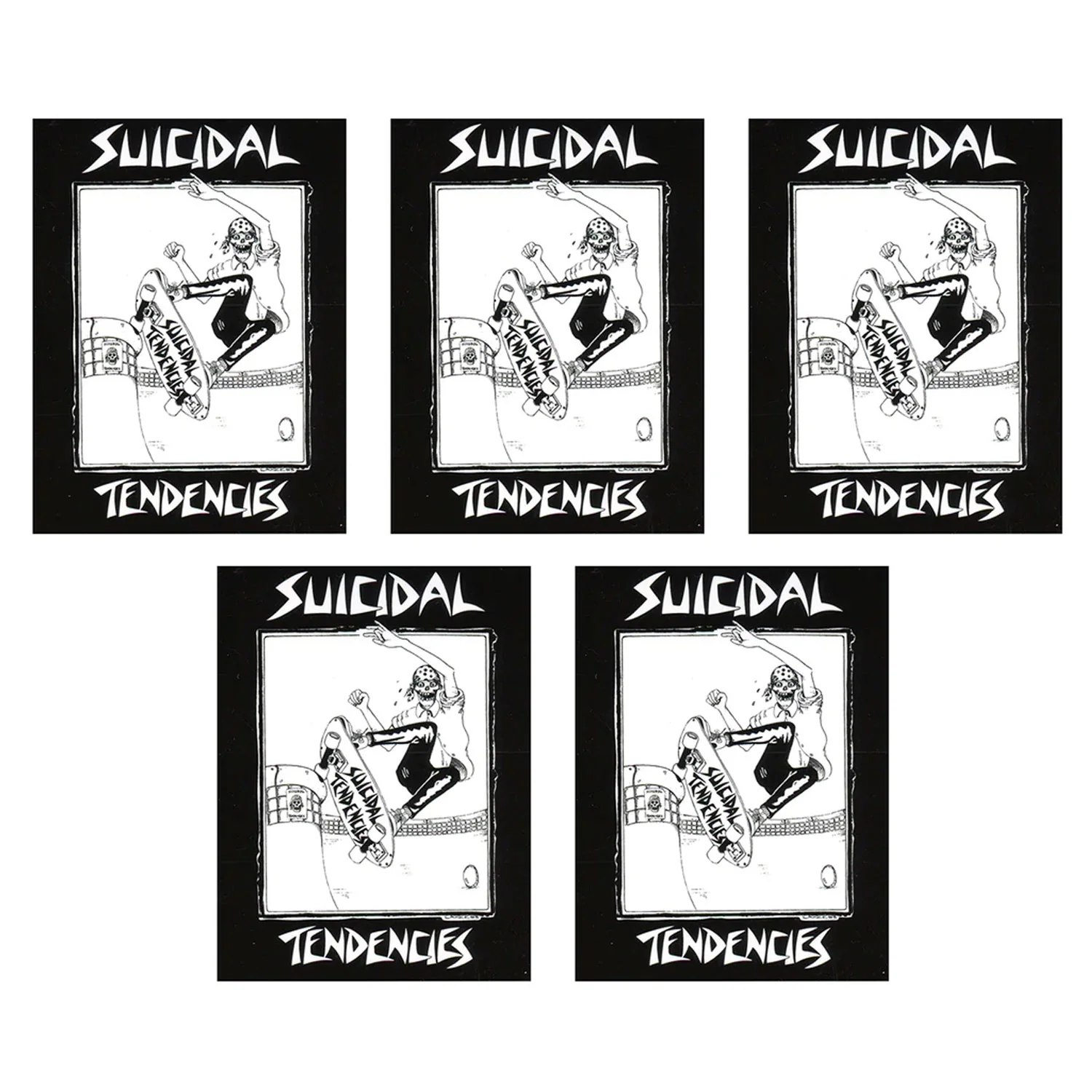 Dogtown Skateboards Sticker Pack Lance Mountain Suicidal Skater 5-Pack Black 4" - 5 Stickers