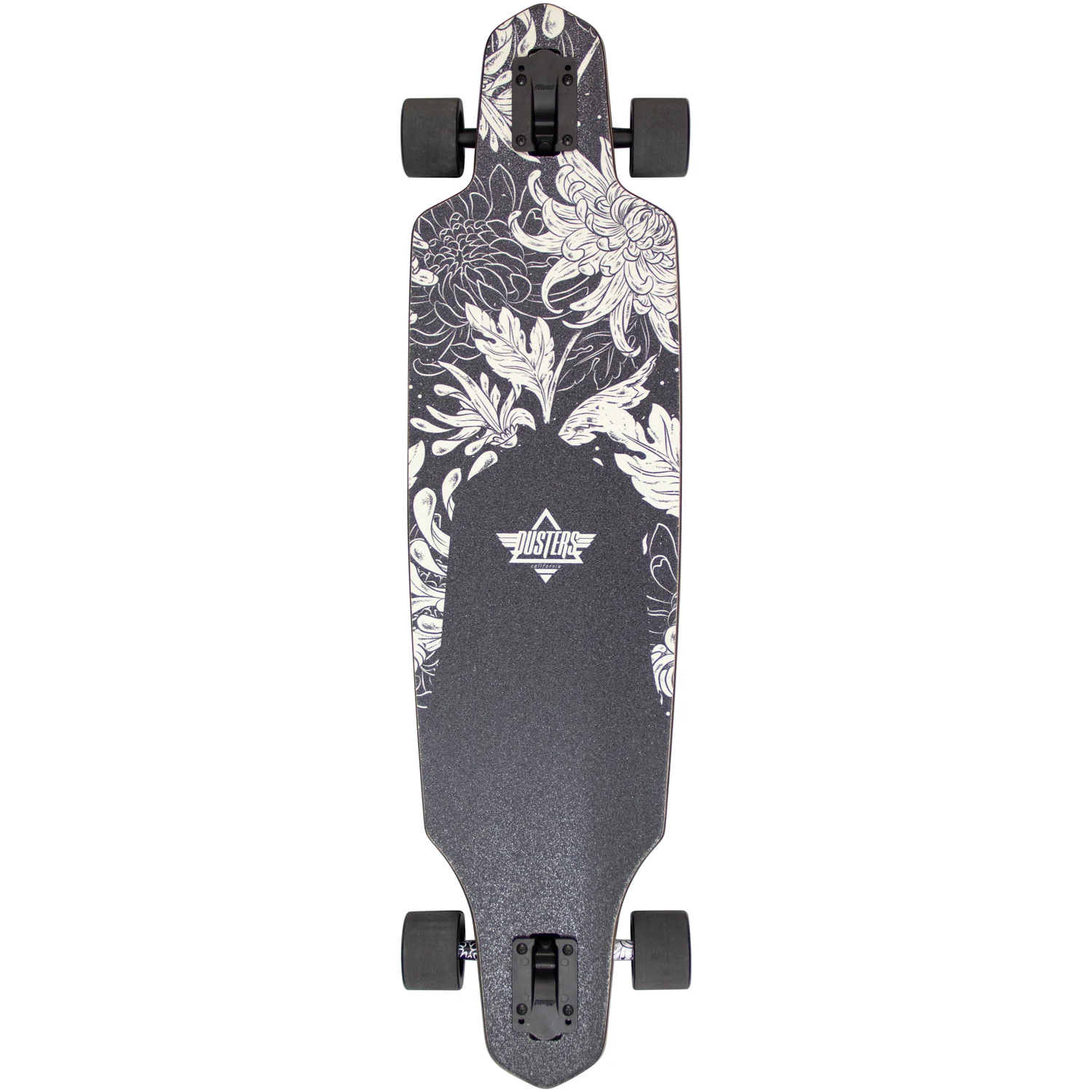 Dusters Longboard Complete Channel Blooming Drop Through Black 9.375" x 38" - Image 2