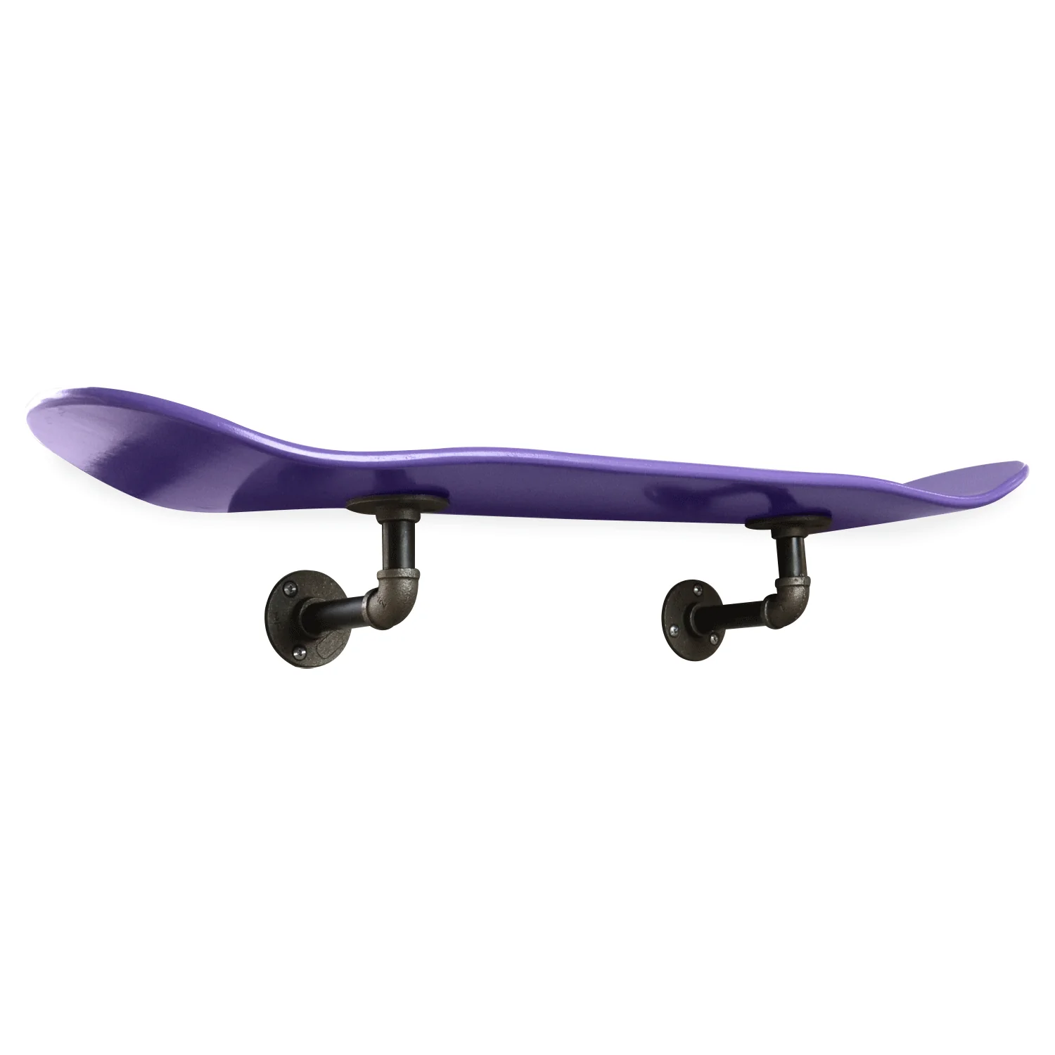 Floating Industrial Style Maple Skateboard Deck Shelf with Pipe Mounting System 7.75" Neon Purple - Image 2