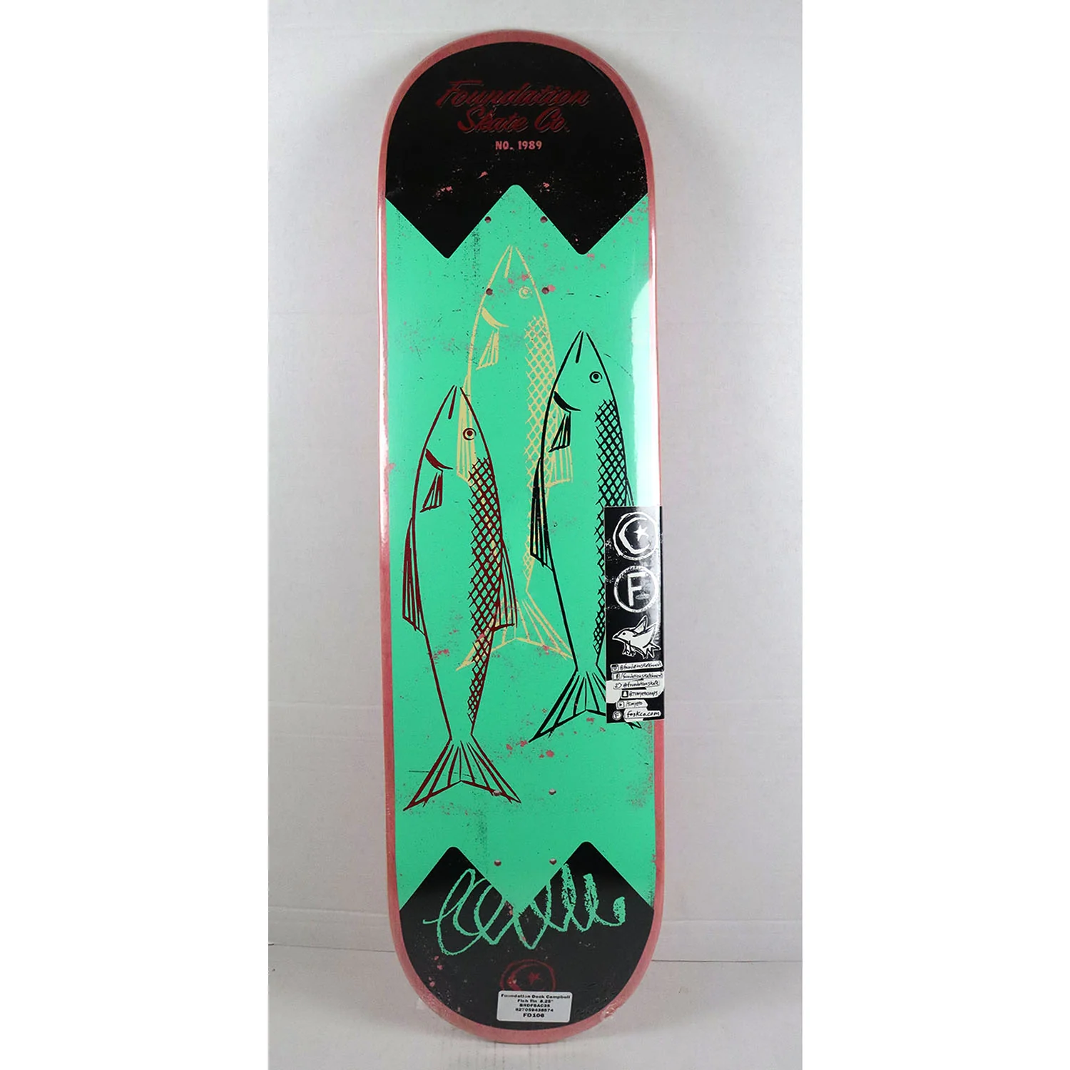 Foundation Skateboard Deck Aidan Campbell Fish Tin 8.25" x 32" - Image 2