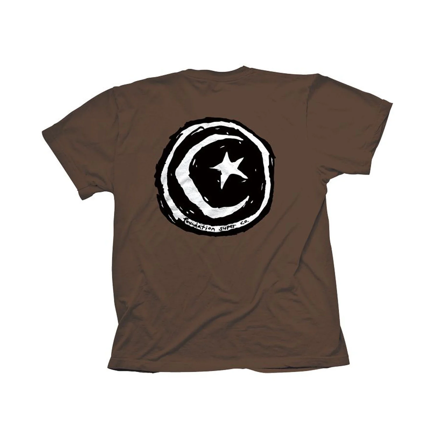 Foundation Skateboard T-Shirt Star & Moon Brown