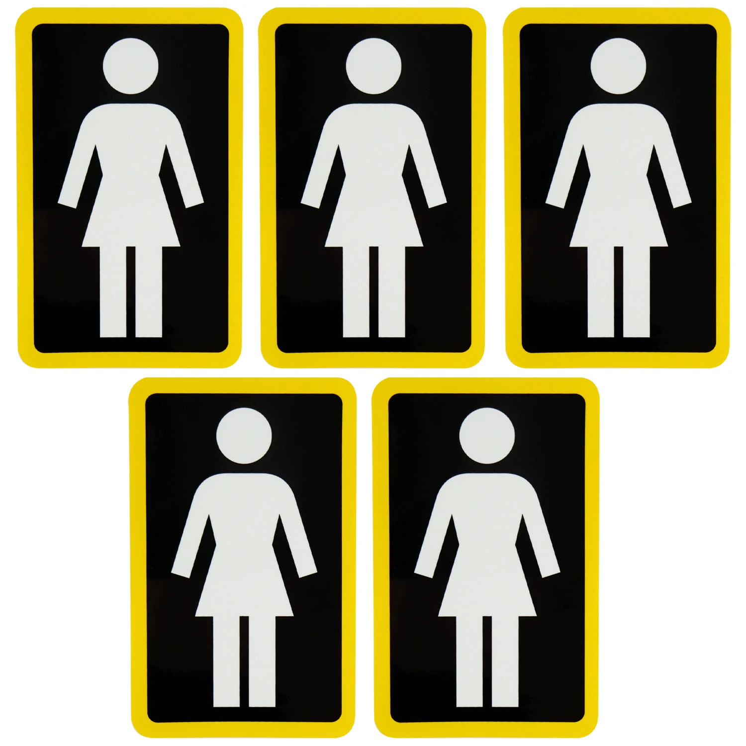 Girl Skateboard Sticker OG Decal White/Black/Yellow 6" x 3.75" 5-Pack