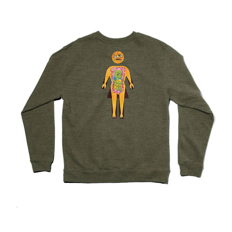 Girl Skateboards Sweatshirt Ed Templeton Crewneck Olive Heather - Image 2