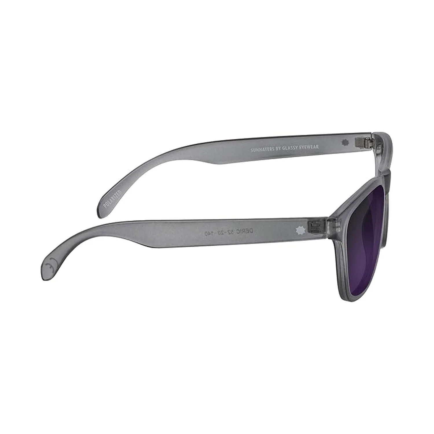 Glassy Eyewear Sunglasses Deric Polarized Matte Transparent Dark Grey/Purple Mirror - Image 3