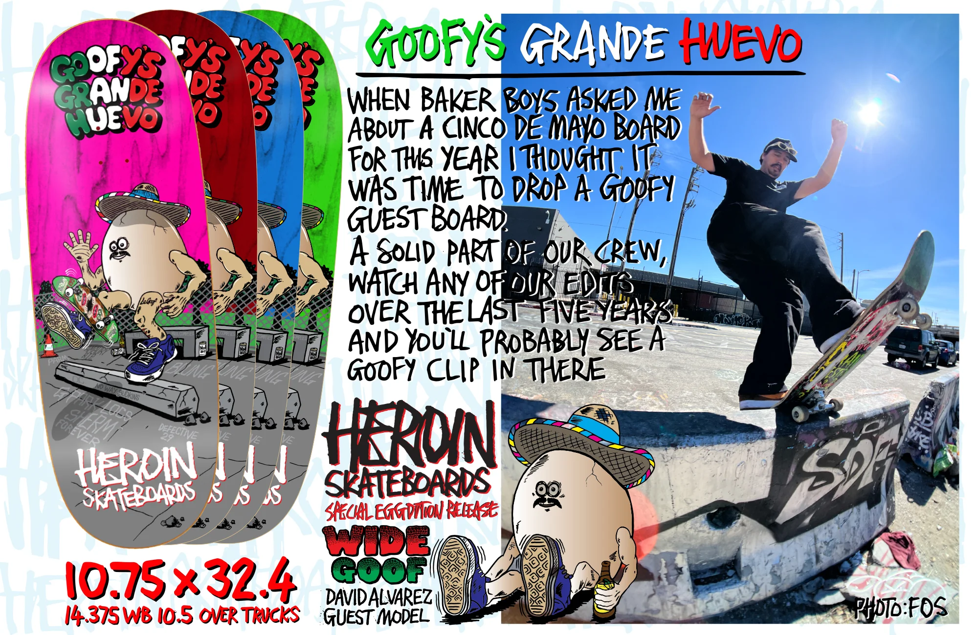 Heroin Premium Skateboard Complete Goofy's Grande Egg (Assorted) Slappy Trucks OJ Wheels and Quantum Snot Particles Bearings - Image 2