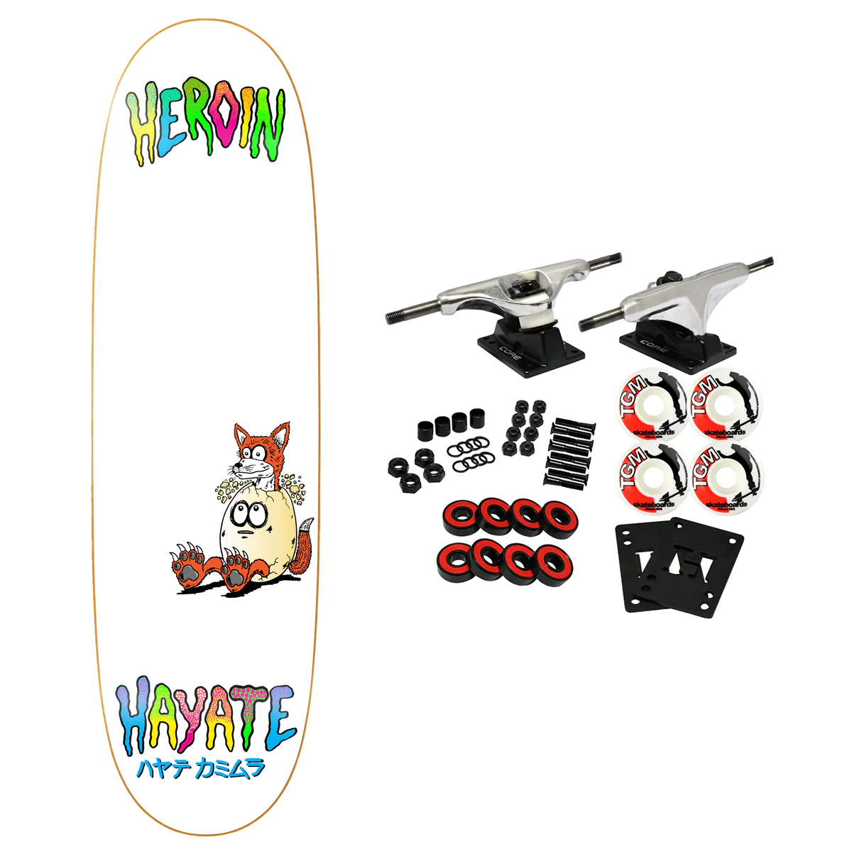 Heroin Skateboard Complete Hayate Fox Egg White 8.75" x 31.4"