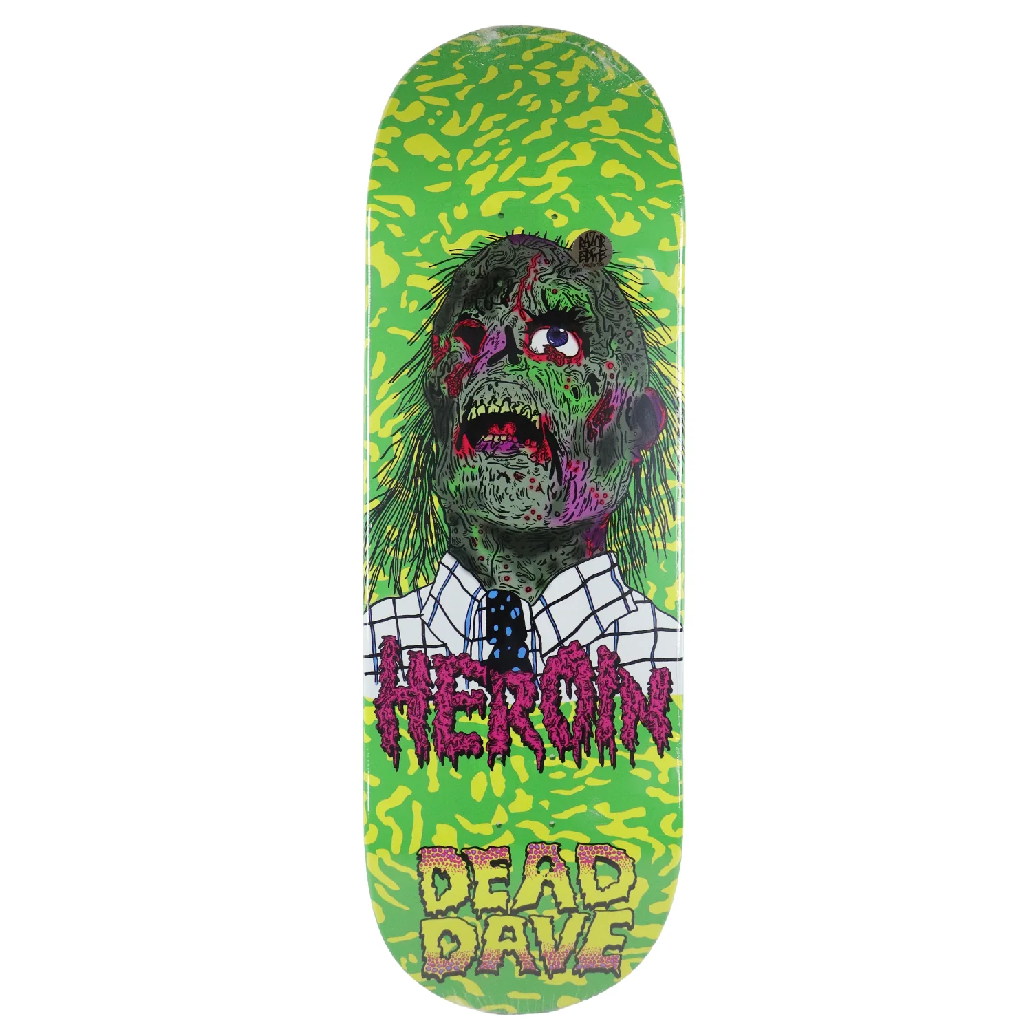 Heroin Skateboard Deck Dead Dave Dead Head Green 10.125" x 32.425" - Image 2