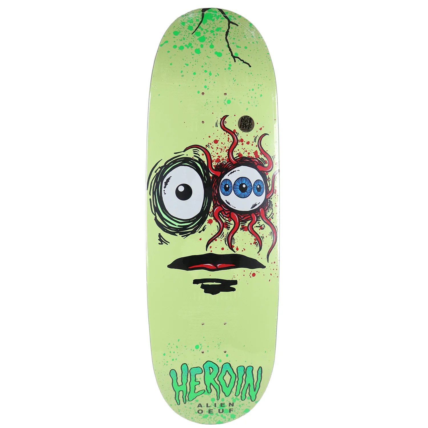 Heroin Skateboard Deck Space Egg 3 Green 10" x 32.625" - Image 2