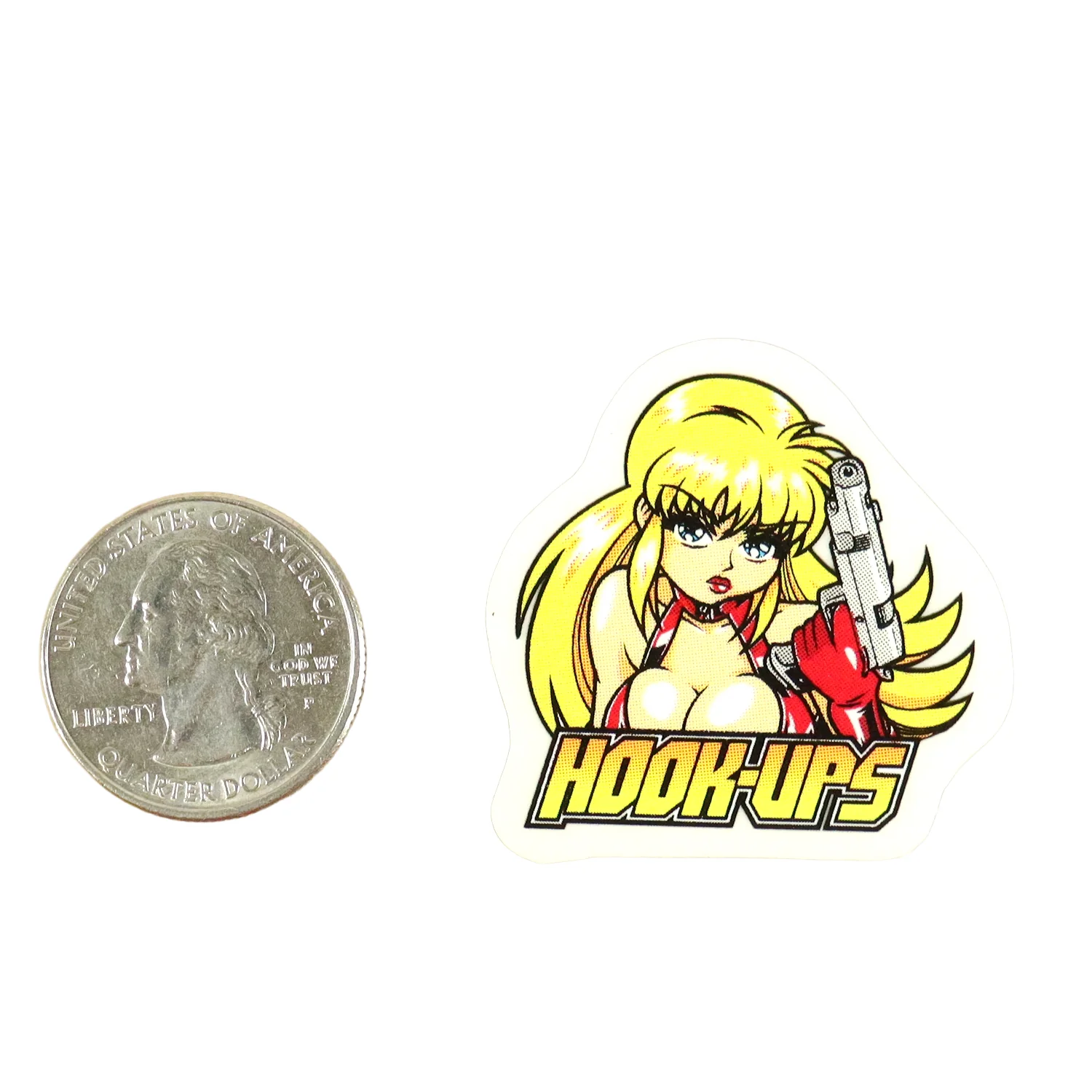 Hook Ups Skateboards Sticker - Mini Size - 357 Blonde 1.5" x 1.4"
