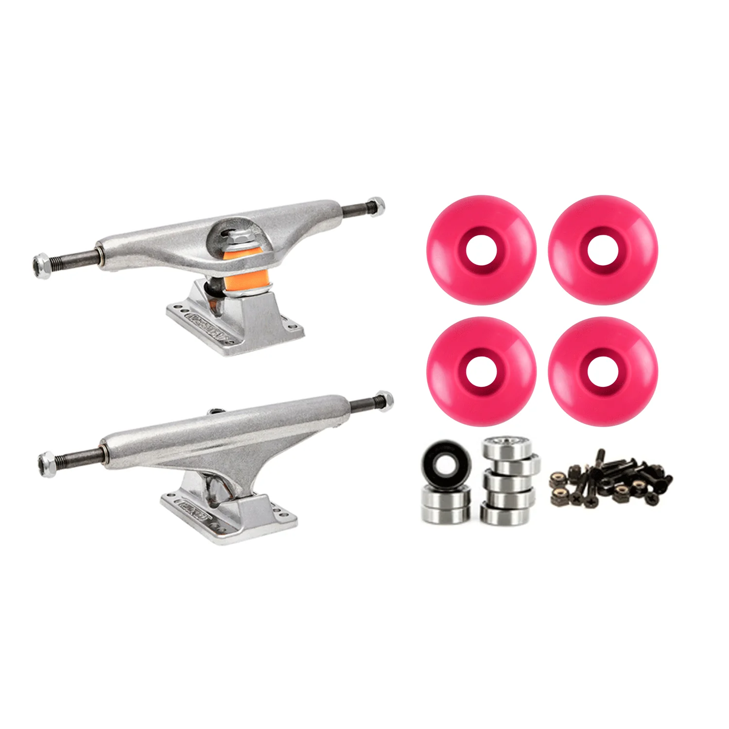 Independent 159 (8.75") Skateboard Trucks 58mm Pink Wheels and Bearings Combo Package