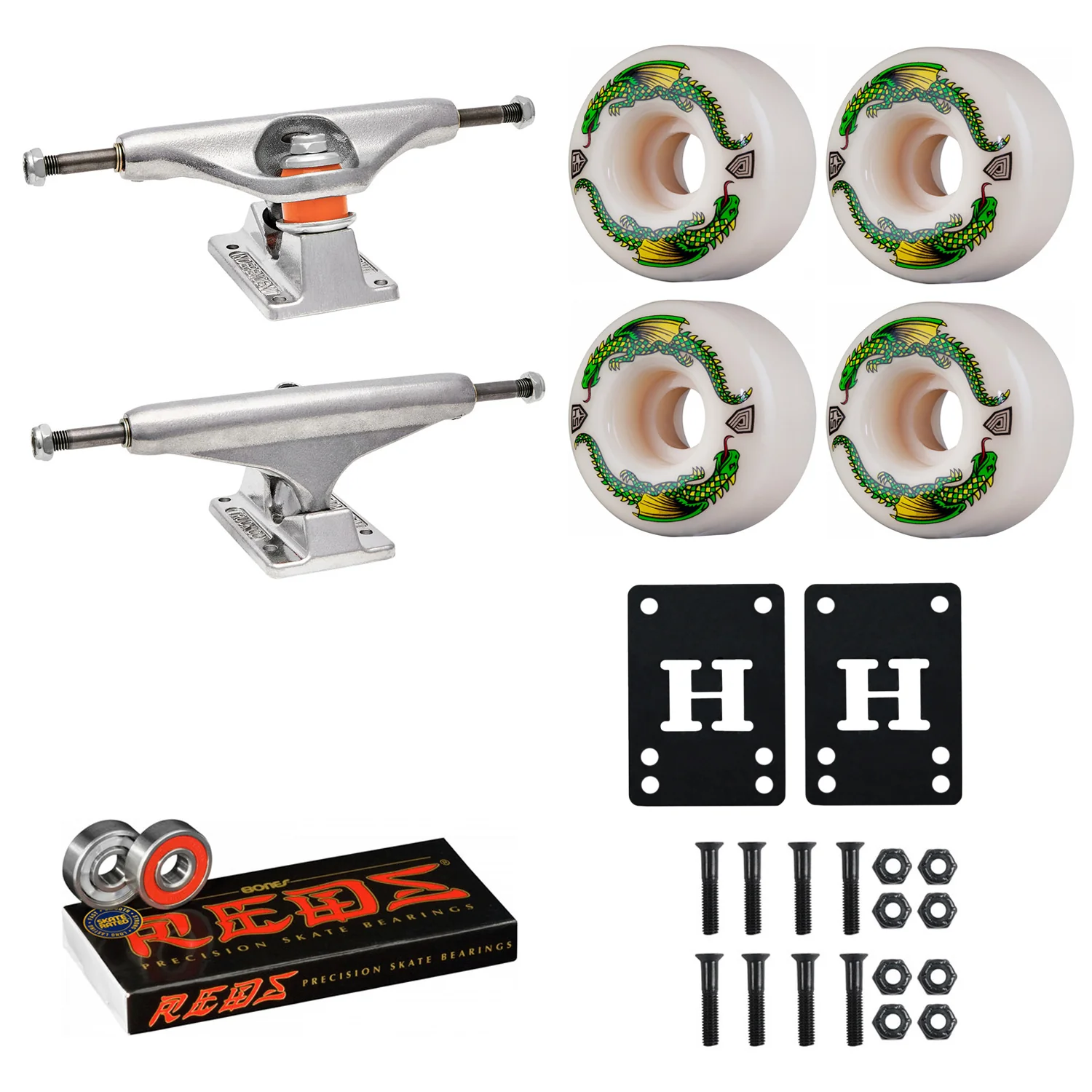 Independent Skateboard Trucks 139 (8.0") Powell Dragon Formula 54mmx34mm, Reds