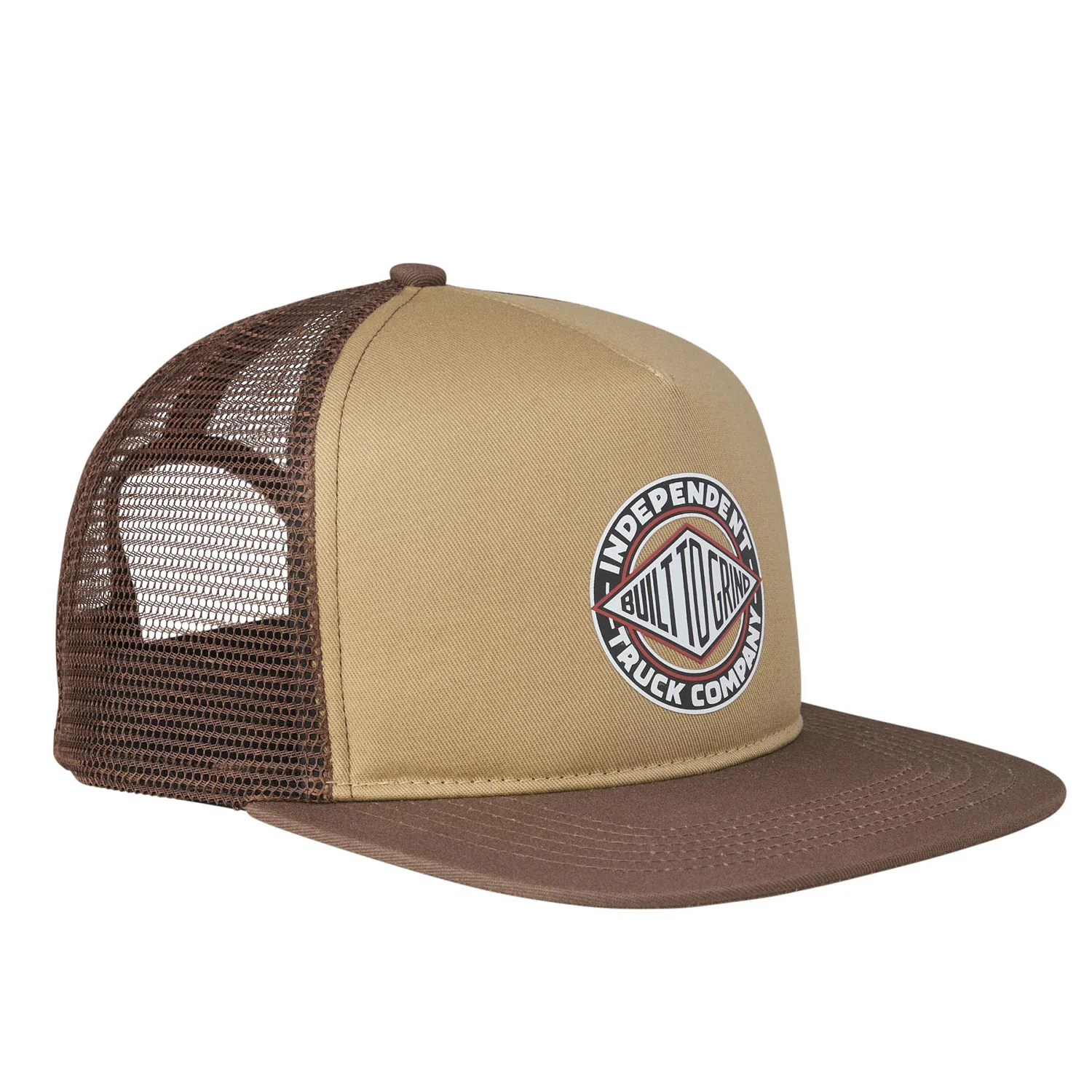 Independent Skateboard Trucks Hat BTG Summit Printed Mesh Trucker White/Tan/Brown - Image 3