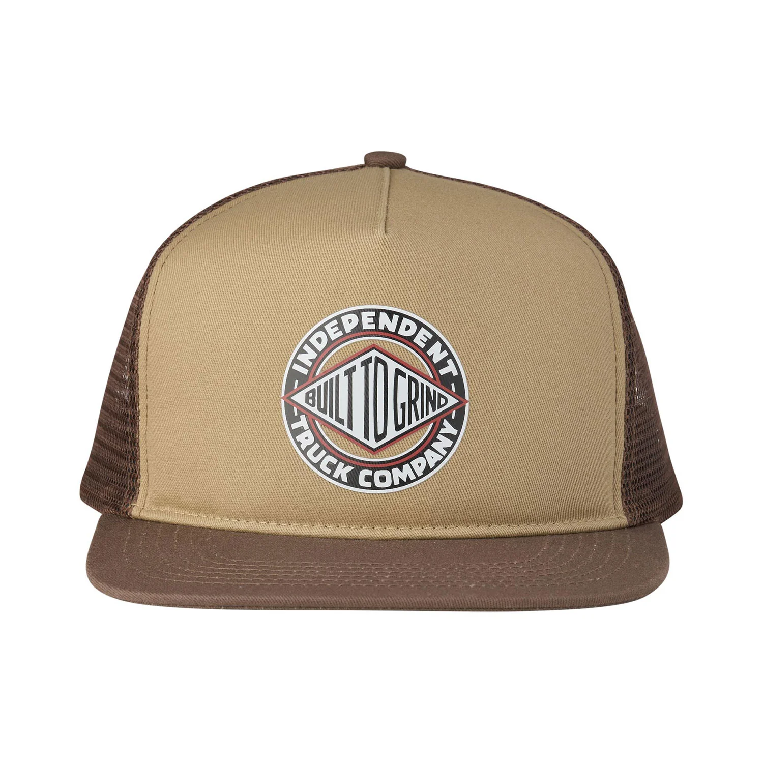 Independent Skateboard Trucks Hat BTG Summit Printed Mesh Trucker White/Tan/Brown - Image 5