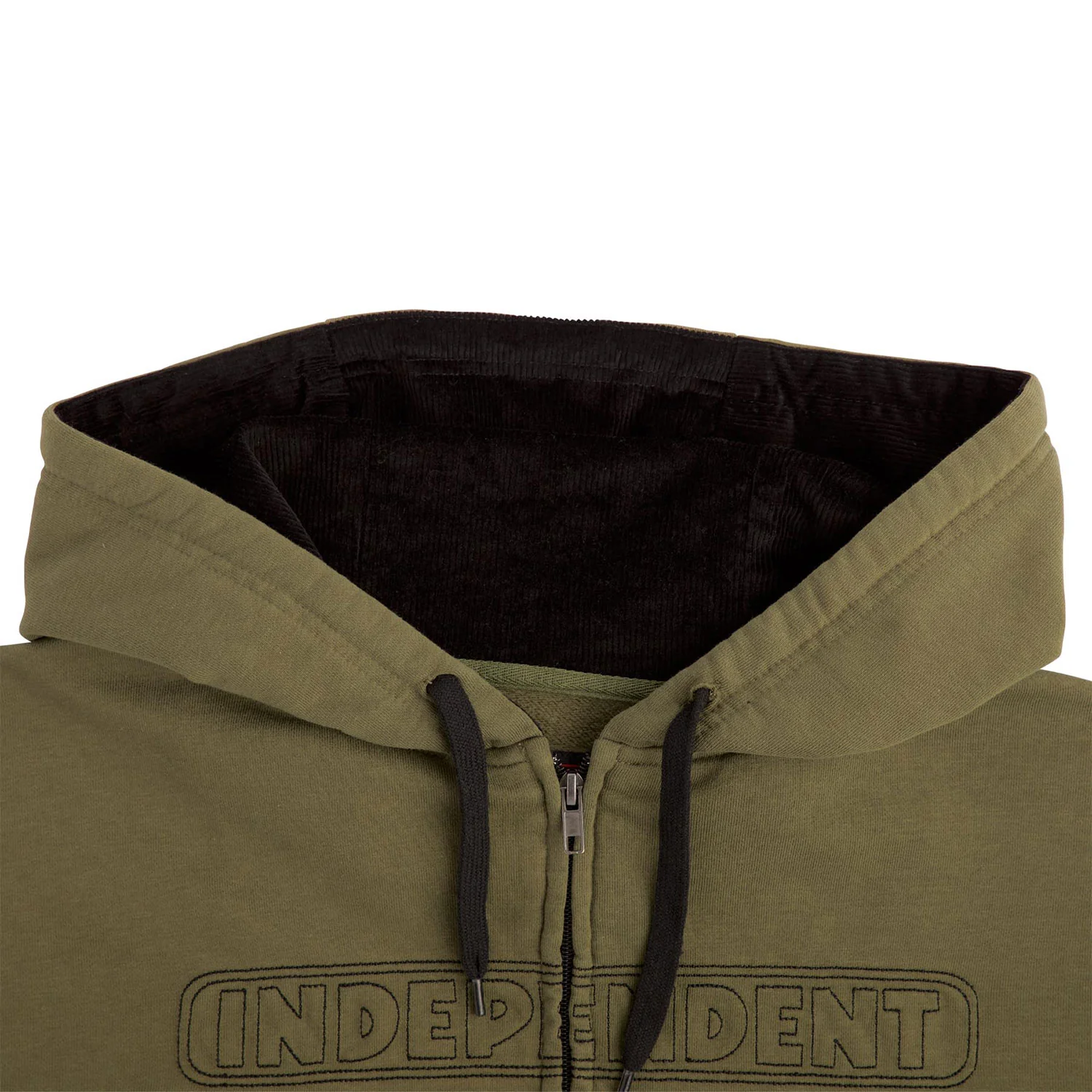Independent Skateboard Trucks Hoody Bar Stitch Zip Olive - Image 4