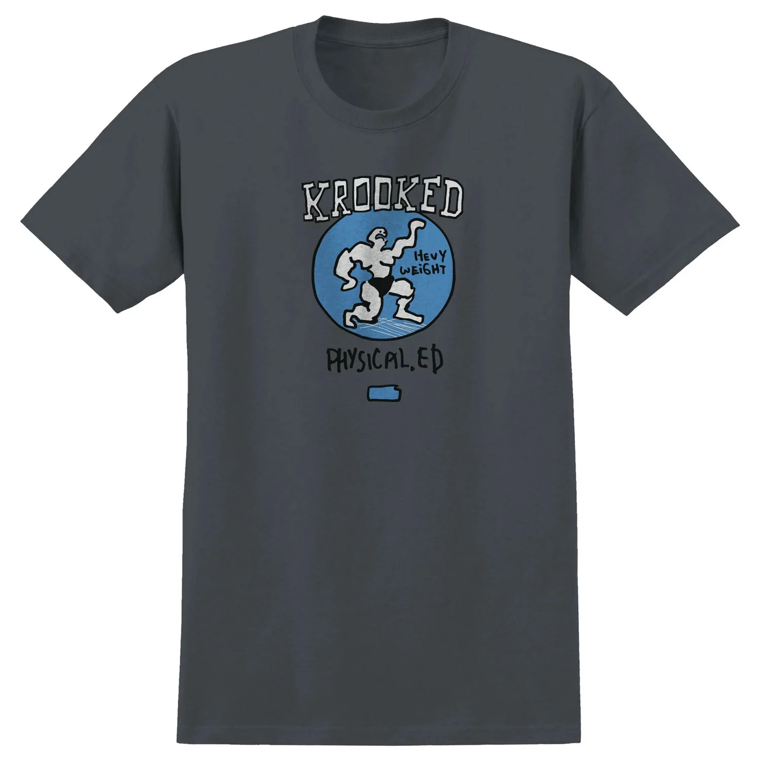 Krooked Skateboards Shirt Physical Ed Charcoal