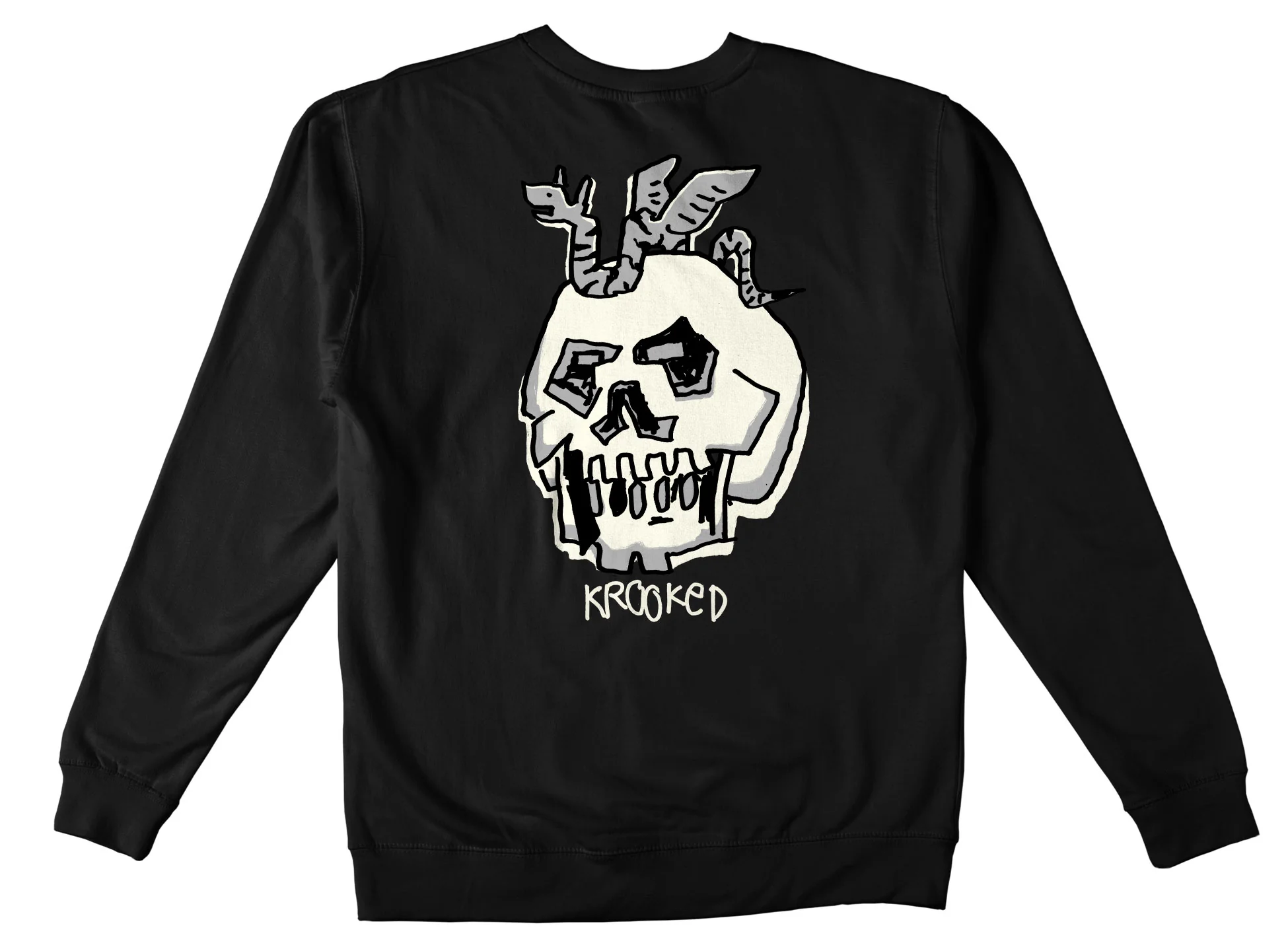 Krooked Skateboards Sweatshirt No Monster Crew Black - Image 2