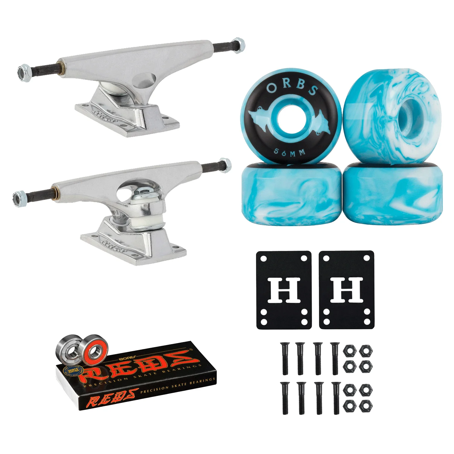 Krux Skateboard Trucks DLK Raw 8.25" Welcome Specter 56mm Bones Reds Bearings