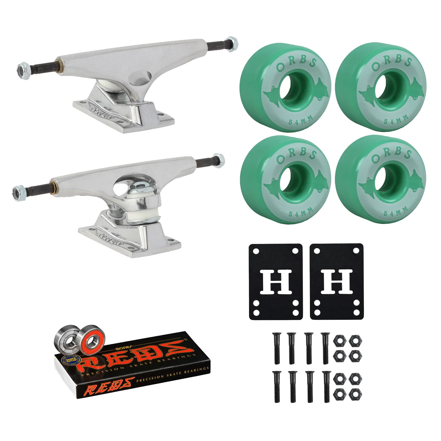 Krux Skateboard Trucks DLK Raw 8.5" Welcome Specter 54mm 99A Bones Reds Bearings