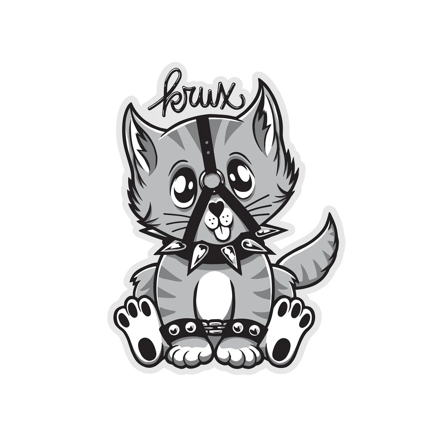 Krux Trucks Skateboard Sticker Bondage Kitty Grey 3"