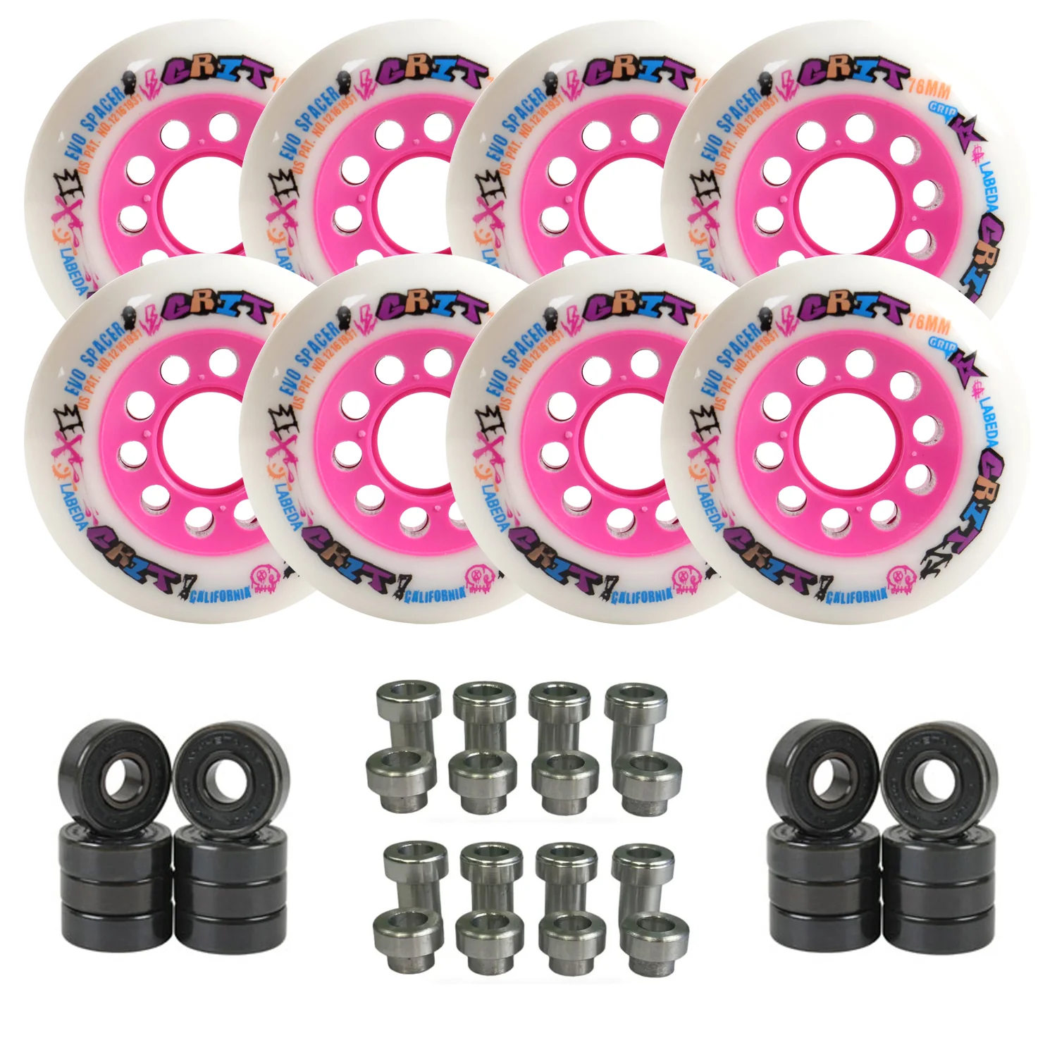 Labeda Grit Evo Outdoor Roller Hockey Wheels - 8-Pack with Evo Spacers and Hybrid Ceramic Bearings - Image 2