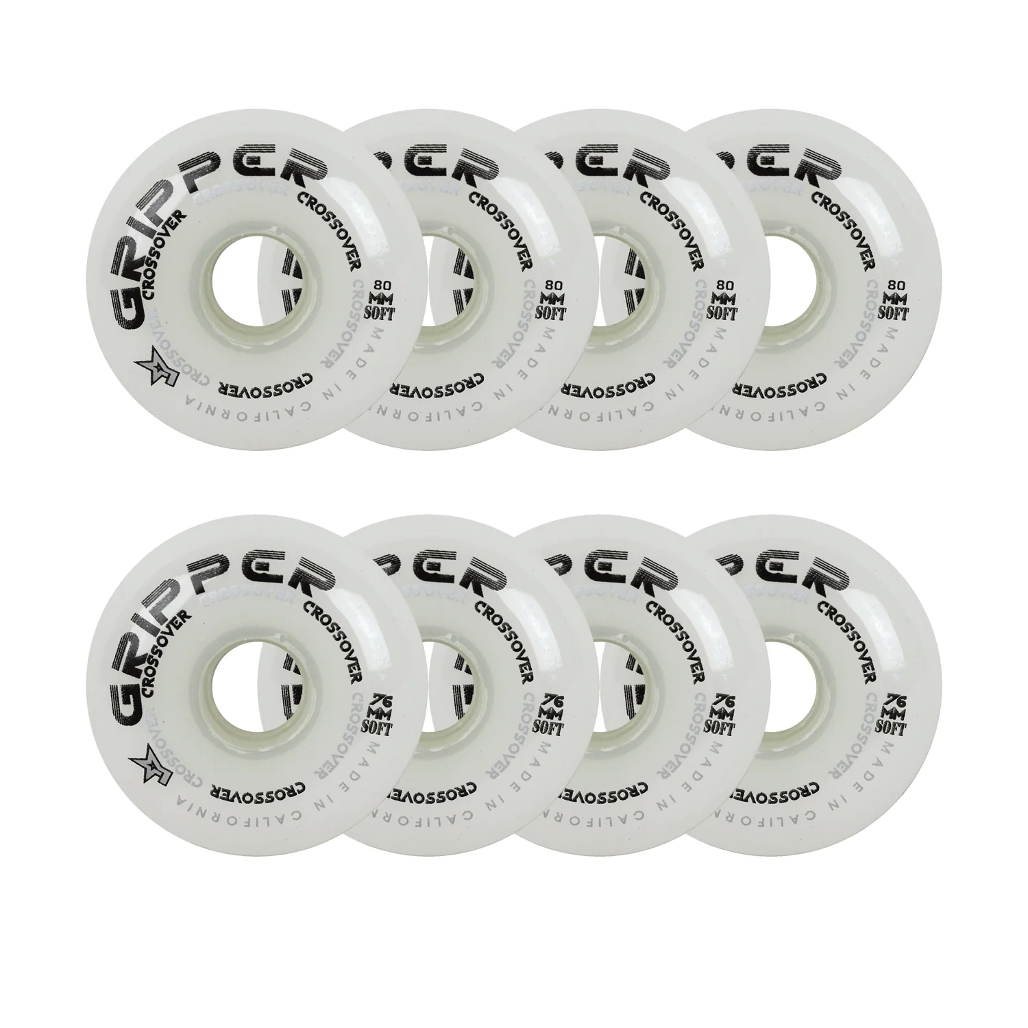 Labeda Roller Hockey Wheels - Gripper Crossover 72/80 HiLo 76A White (8-Pack)