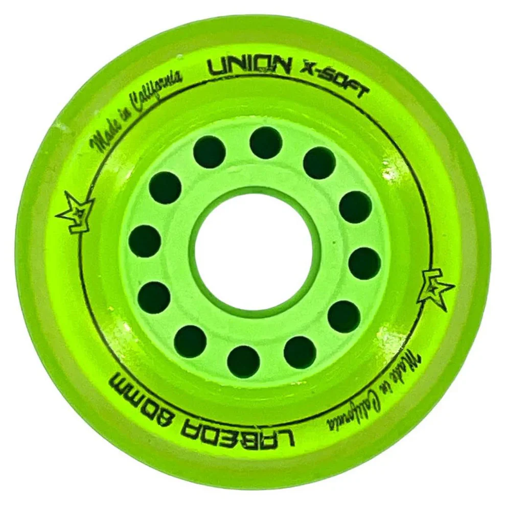 Labeda Roller Hockey Wheels - Union 76/80 HiLo X-Soft White/Green (8-Pack) - Image 3