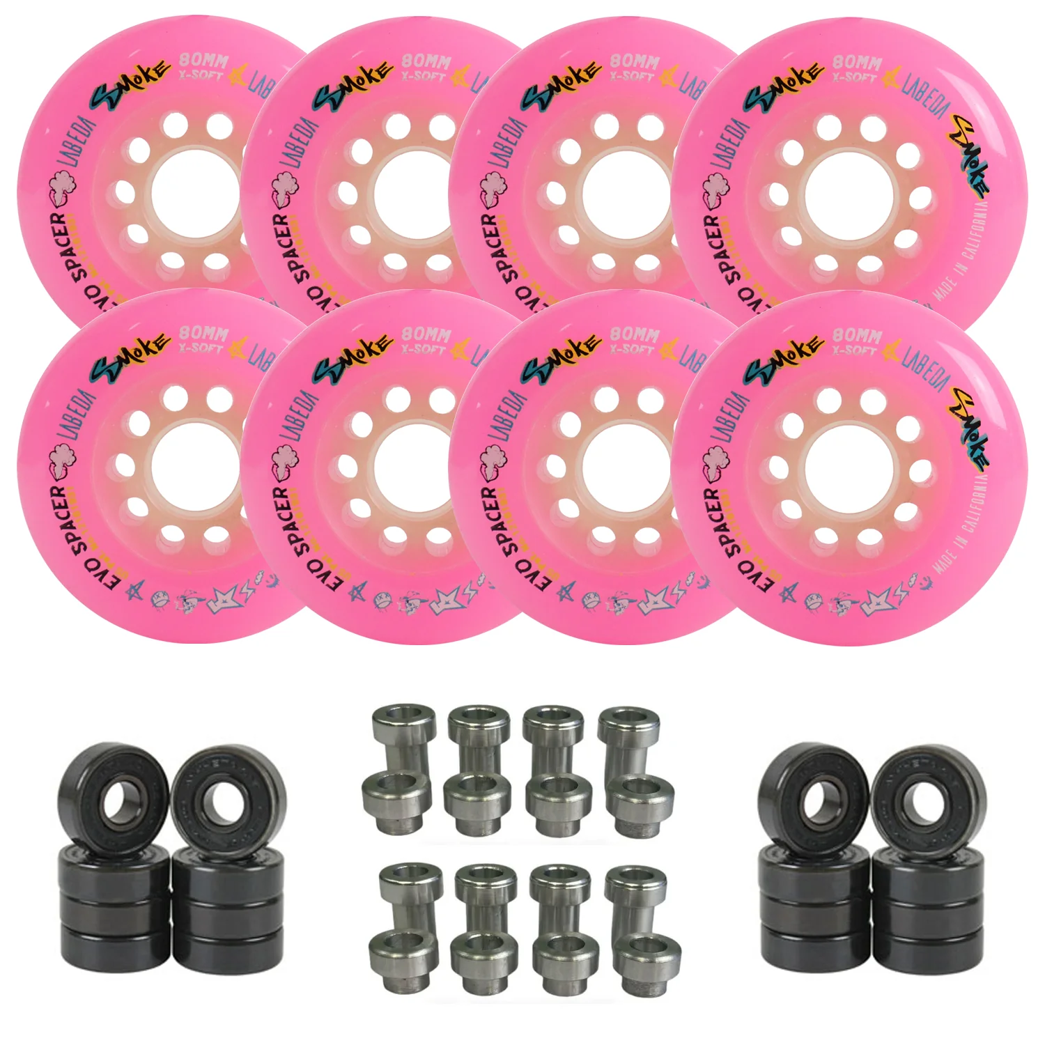 Labeda Smoke Evo Roller Hockey Wheels - 8-Pack with Evo Spacers and Hybrid Ceramic Bearings - Image 11