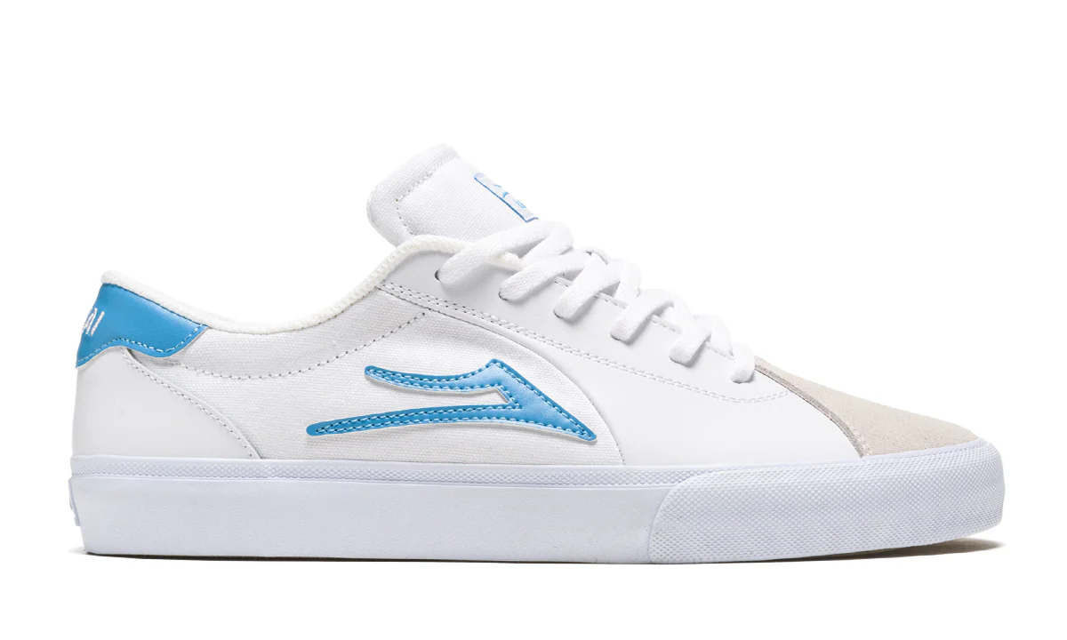 Lakai Skateboard Shoes Flaco II White/Cyan Leather - Image 2