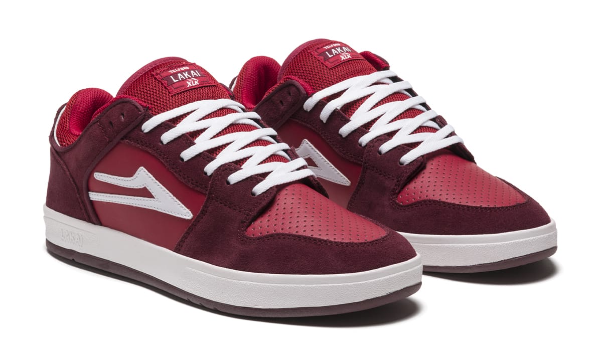Lakai Skateboard Shoes Telford Low Burgundy/Cardinal Suede - Image 2