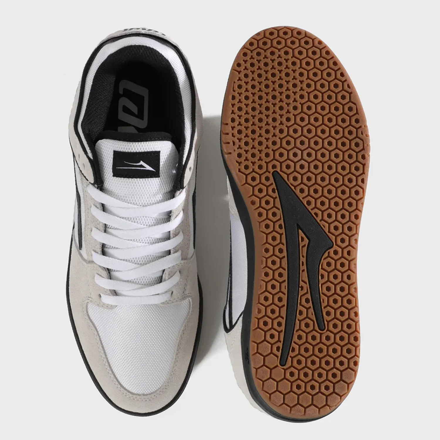Lakai Skateboard Shoes Telford Low White Suede Cordura Black - Image 3