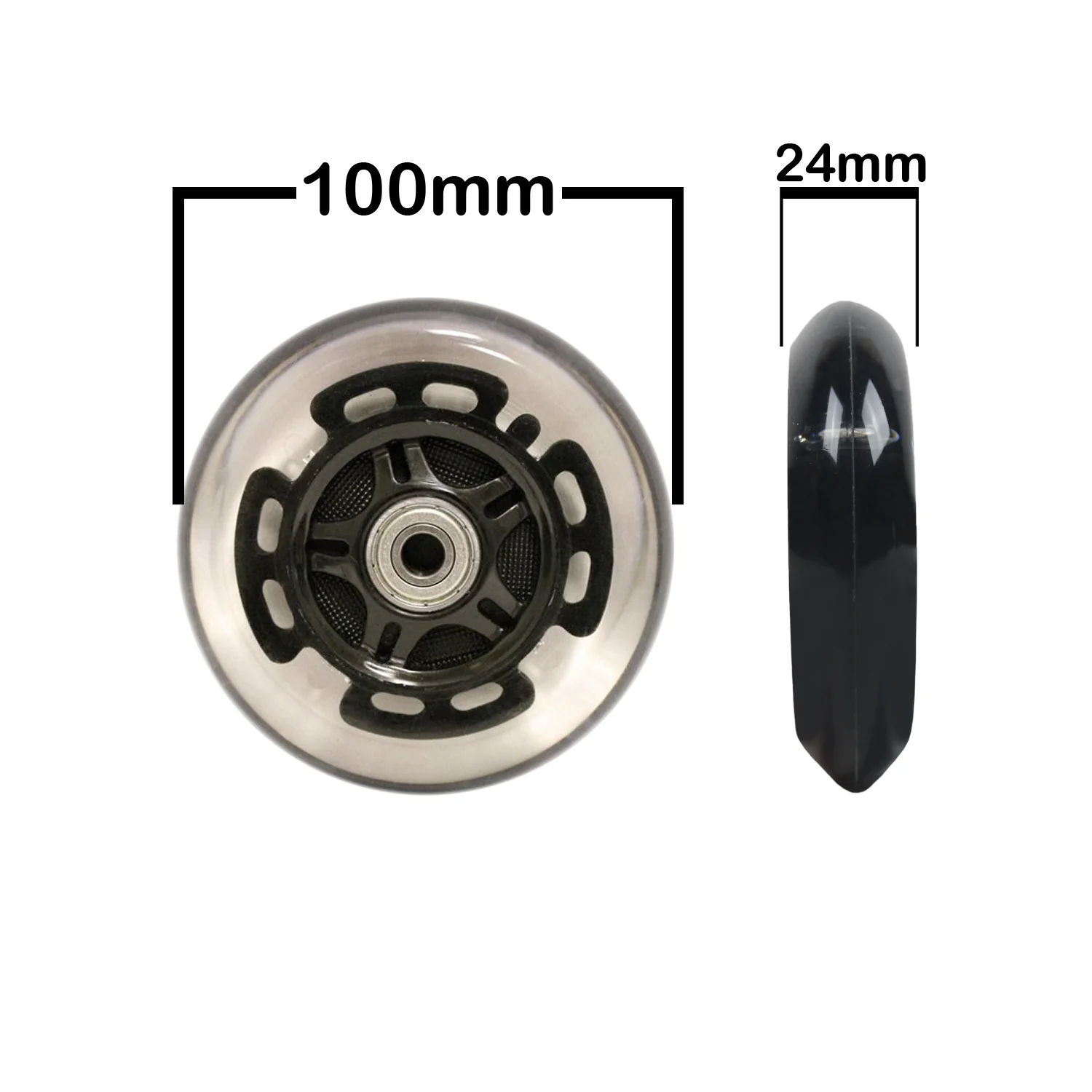 LED Scooter Wheels Set of 2 With Bearings - Black/Clear - Image 4