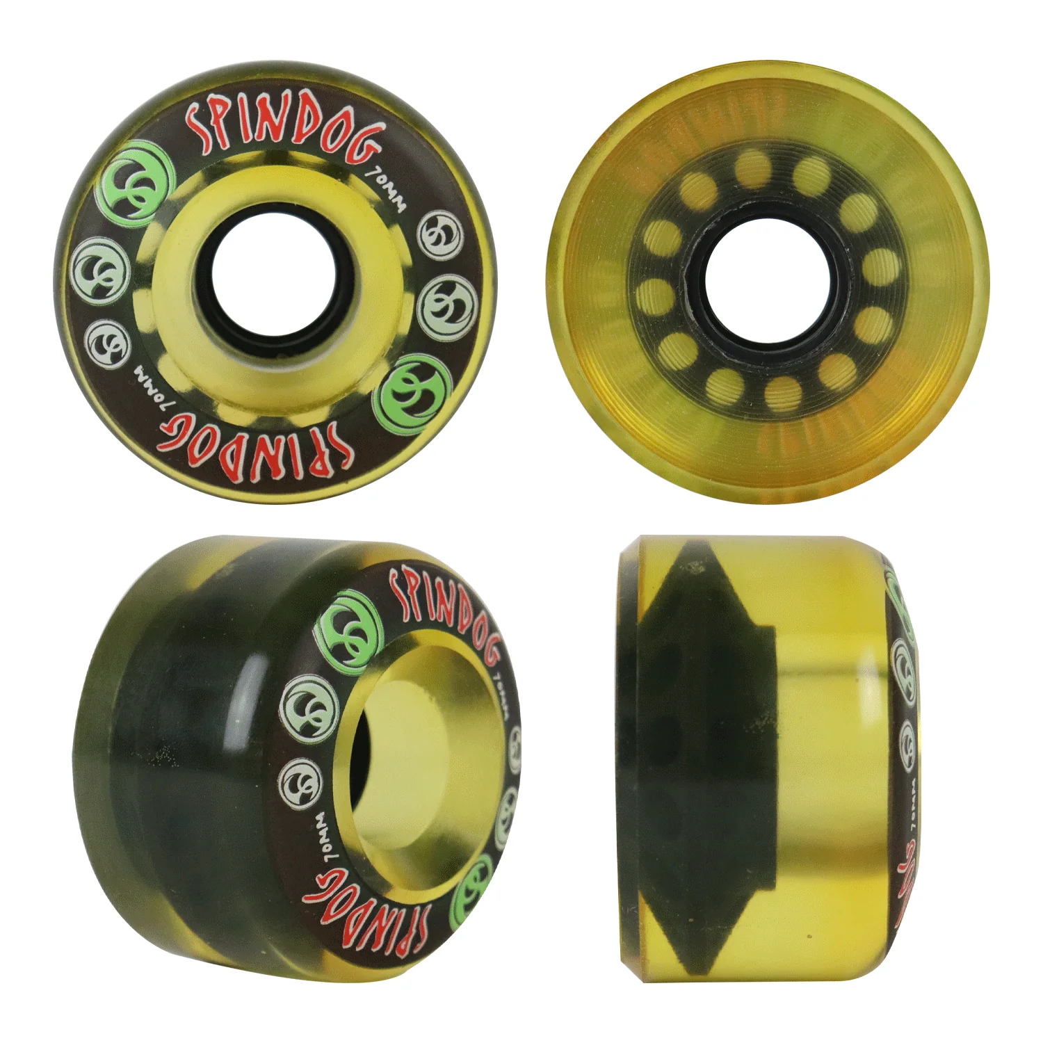 Longboard Wheels 70mm 82A Clear Rearset "Spindog" Graphic