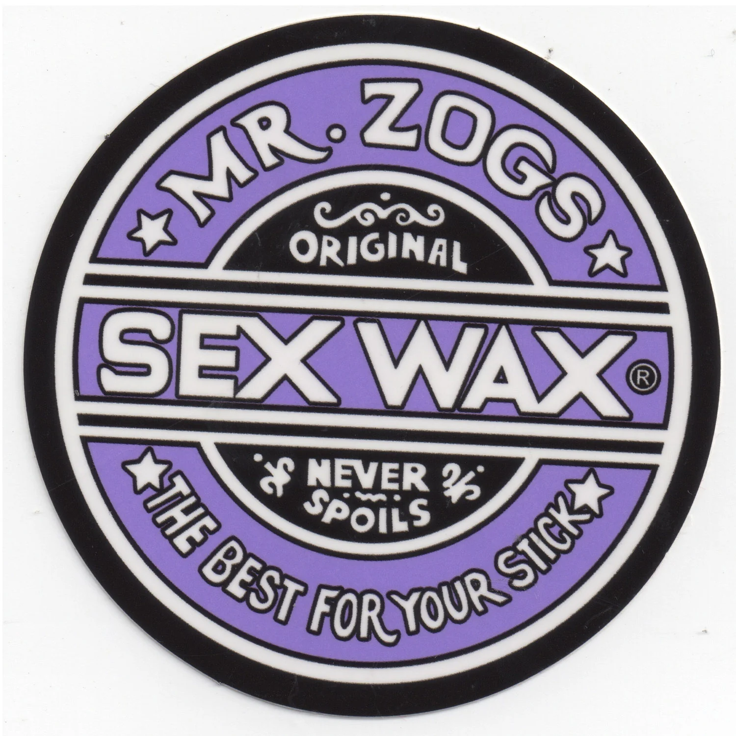 Mr. Zoggs SEX WAX STICKER 3" CIRCULAR PURPLE